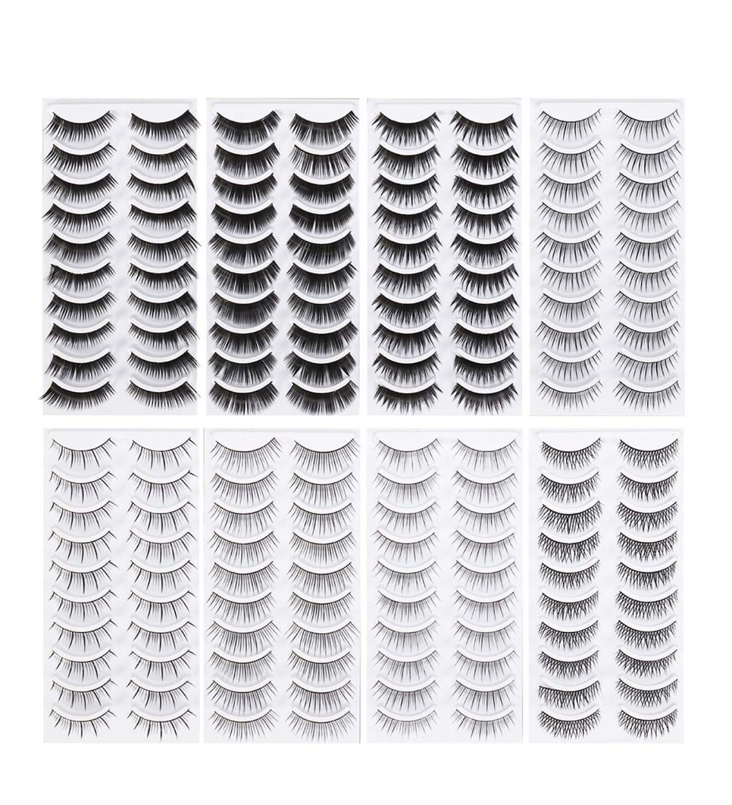 Lurrose 160 Pairs Natural False Eyelashes Set - Professional Long Fake Eyelashes Pack | 8 Styles for Stunning Makeup - Buy Online on GoSupps.com