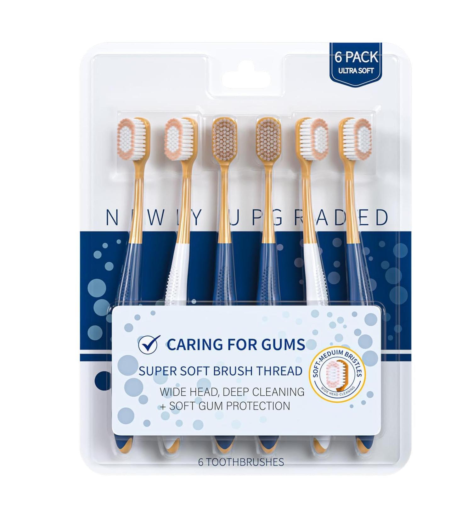 Ultraica Extra Soft Toothbrush Six Pack - Perfect for Sensitive Gums & Couples | Soft Toothbrushes for Adults with Wide Head Design - Buy Online on GoSupps.com