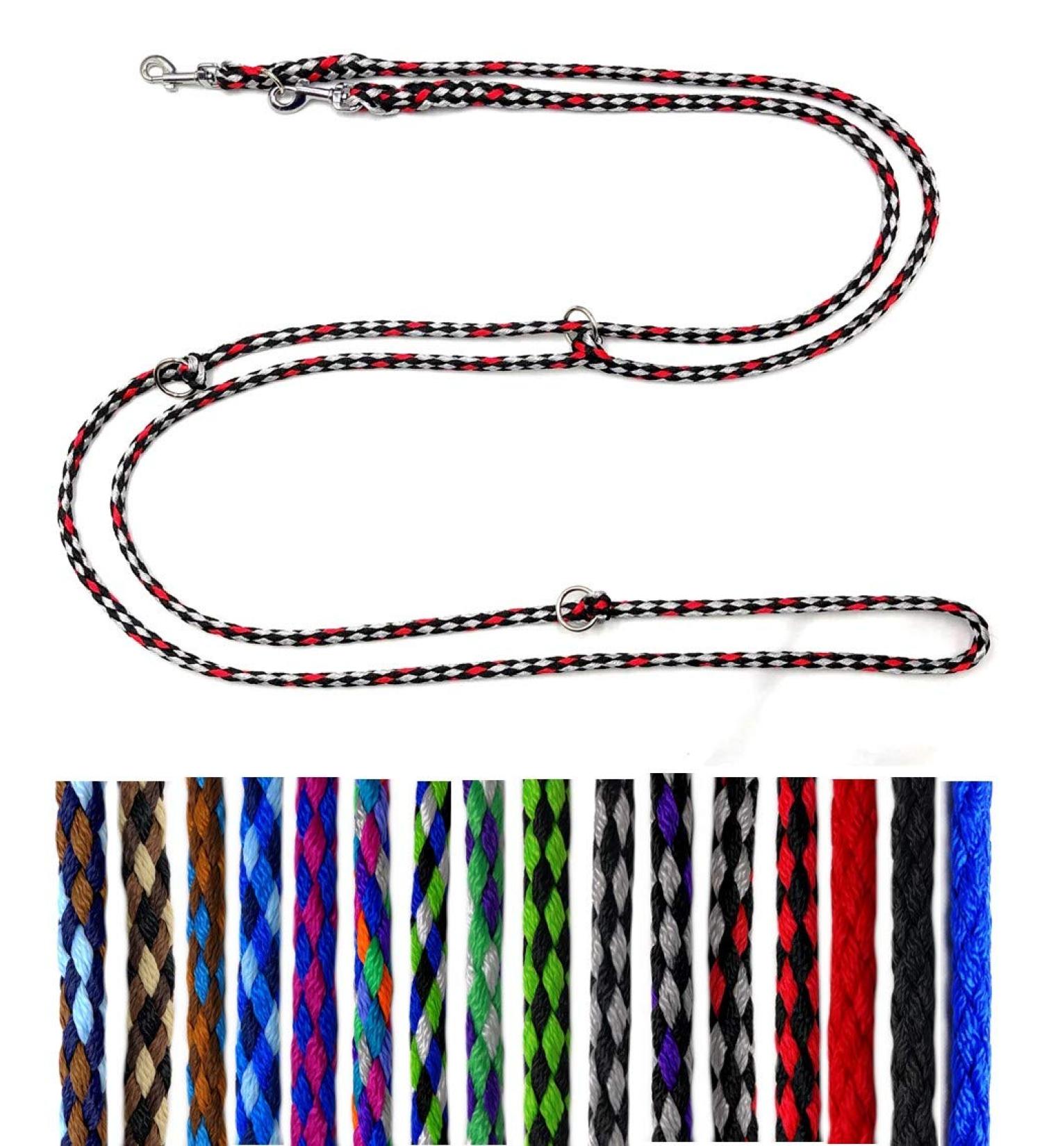 Adjustable Dog Leash for Small Dogs - Lightweight 4-Way Design (2.40m Ohio Black-Silver-Red) - Ideal for Dogs up to 15kg - Buy Online on GoSupps.com