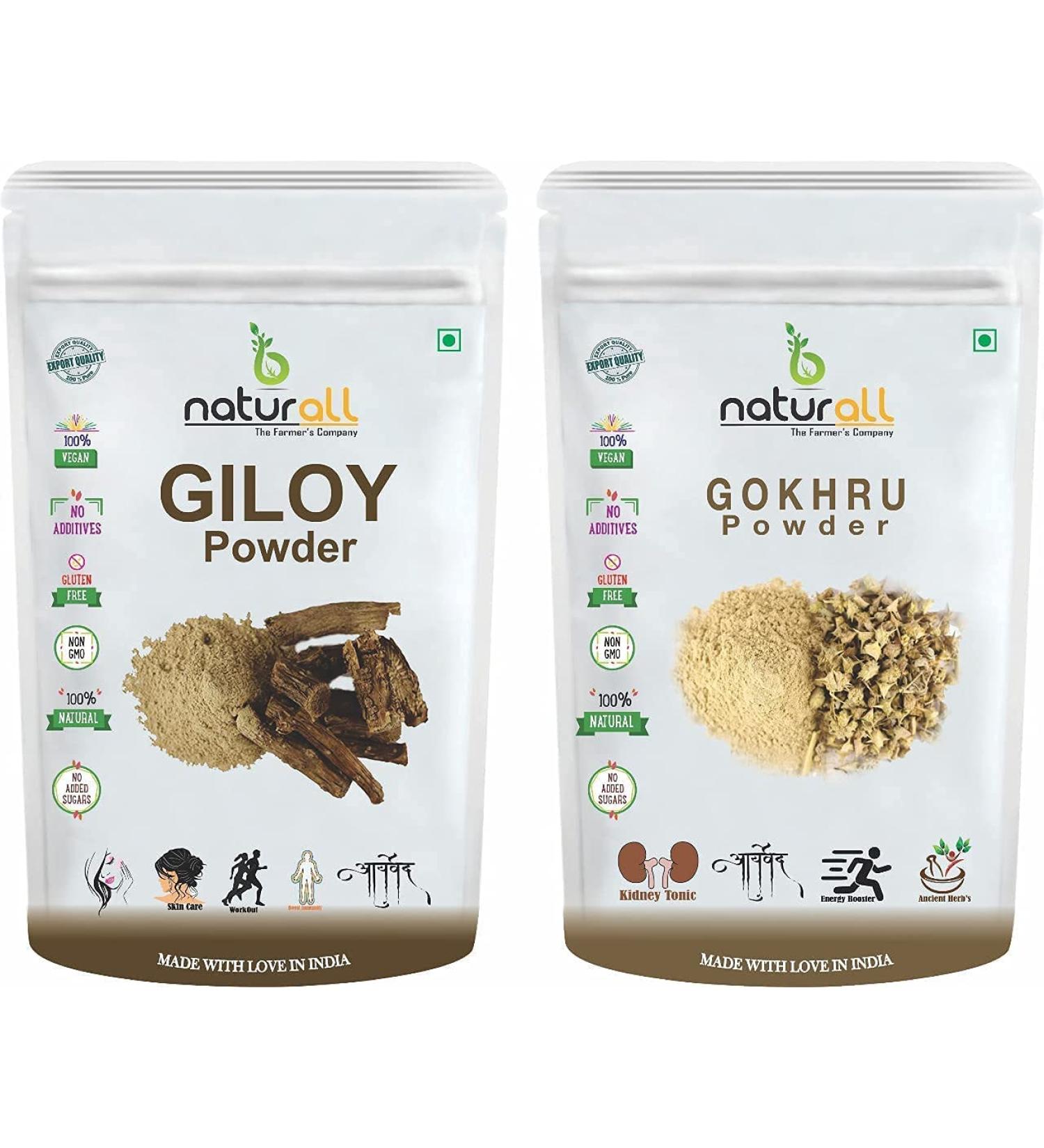 CROW Pack of 2 Gokhru Powder Giloy Powder (100 GM Each) Combo Pack 200 GM by B Naturall - Buy Online on GoSupps.com
