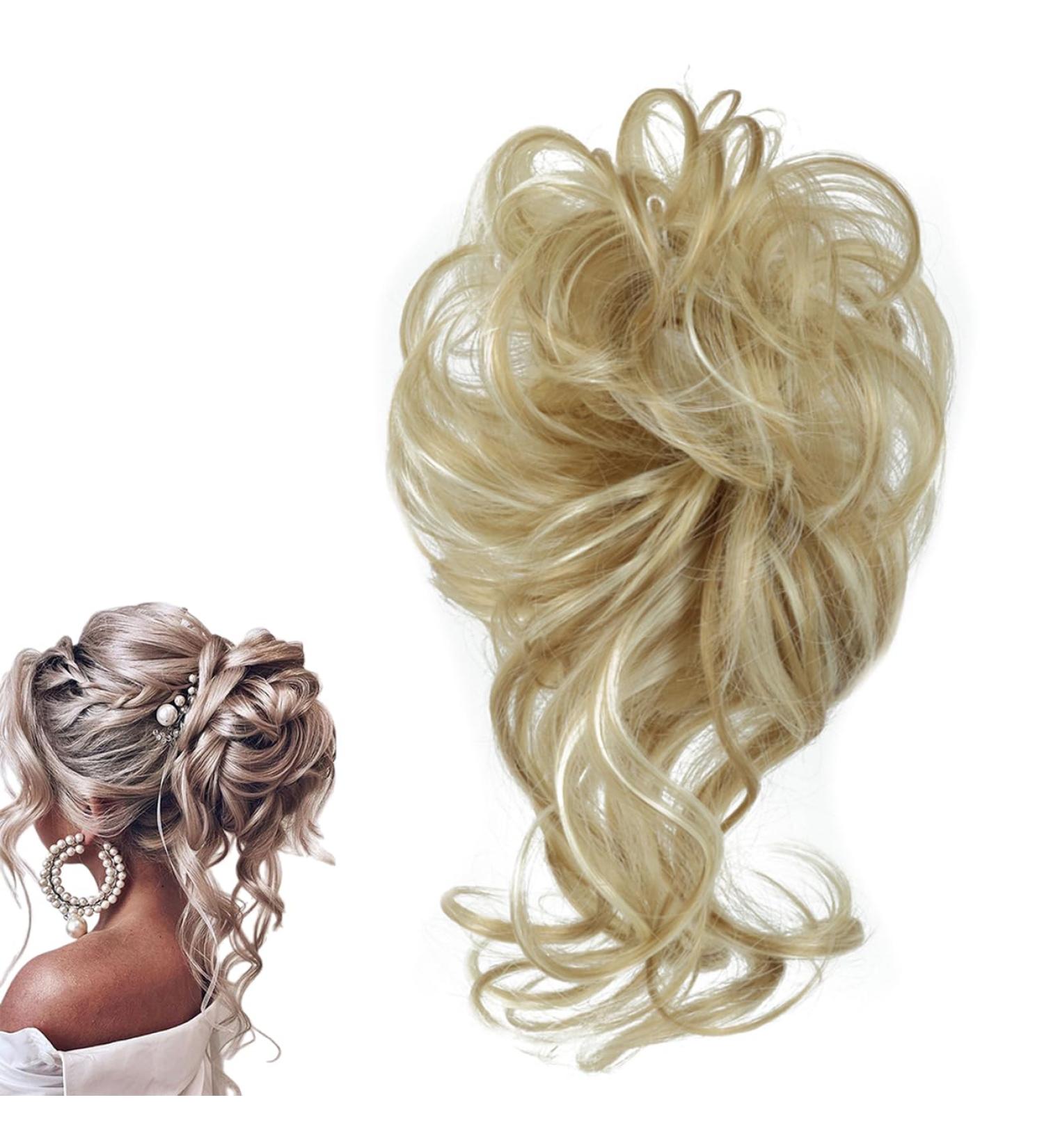 PrinFantasy Messy Hair Bun Chignon Synthetic Extension - Wavy Donut Updo Scrunchy Curly Hairpiece (GBFQ010) - One Size - Buy Online on GoSupps.com