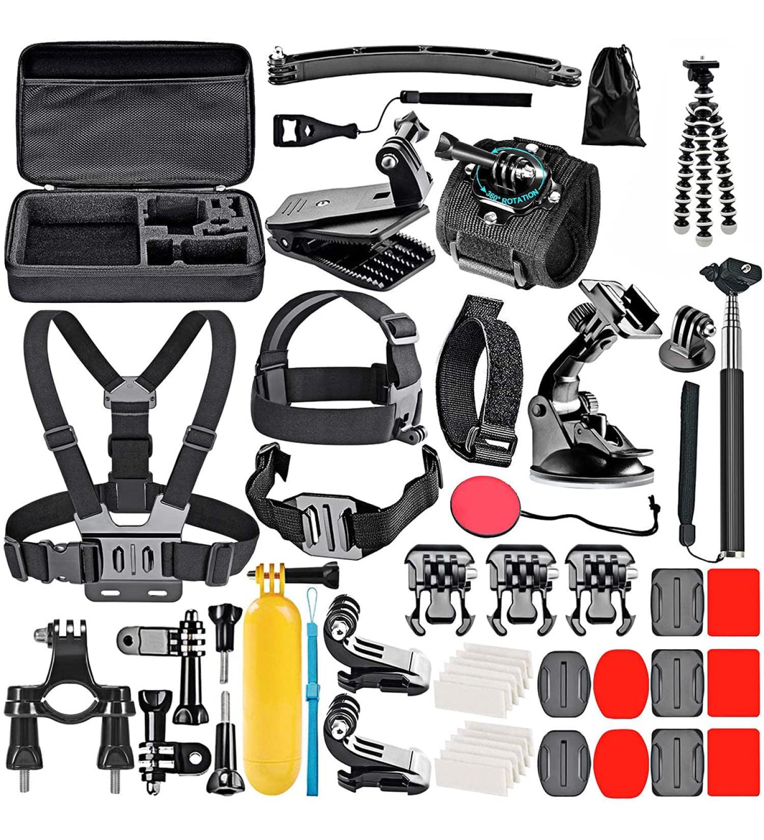 Enzemit 50-in-1 Action Camera Accessories Kit for GoPro, DJI OSMO, SJCAM - Compatible with Hero 10, 9, 8, 7, 6, 5, 4, 3, DJI OSMO Action, SJ4000/5000/6000 - Buy Online on GoSupps.com