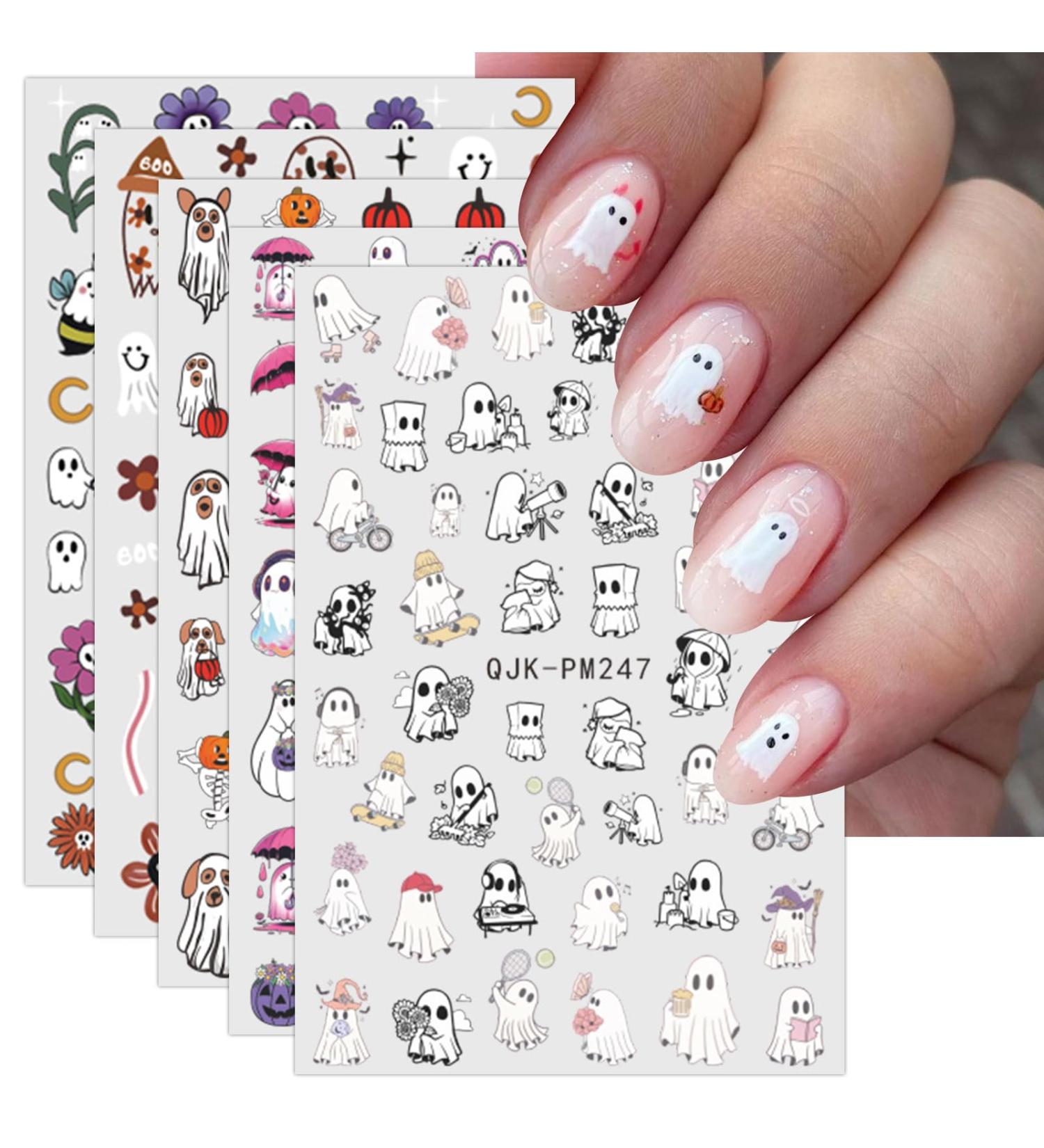 JMEOWIO 9 Sheets Halloween Nail Art Stickers Decals Self-Adhesive Cute Colorful Ghost Nail Supplies Nail Art Design Decoration Accessories - Buy Online on GoSupps.com