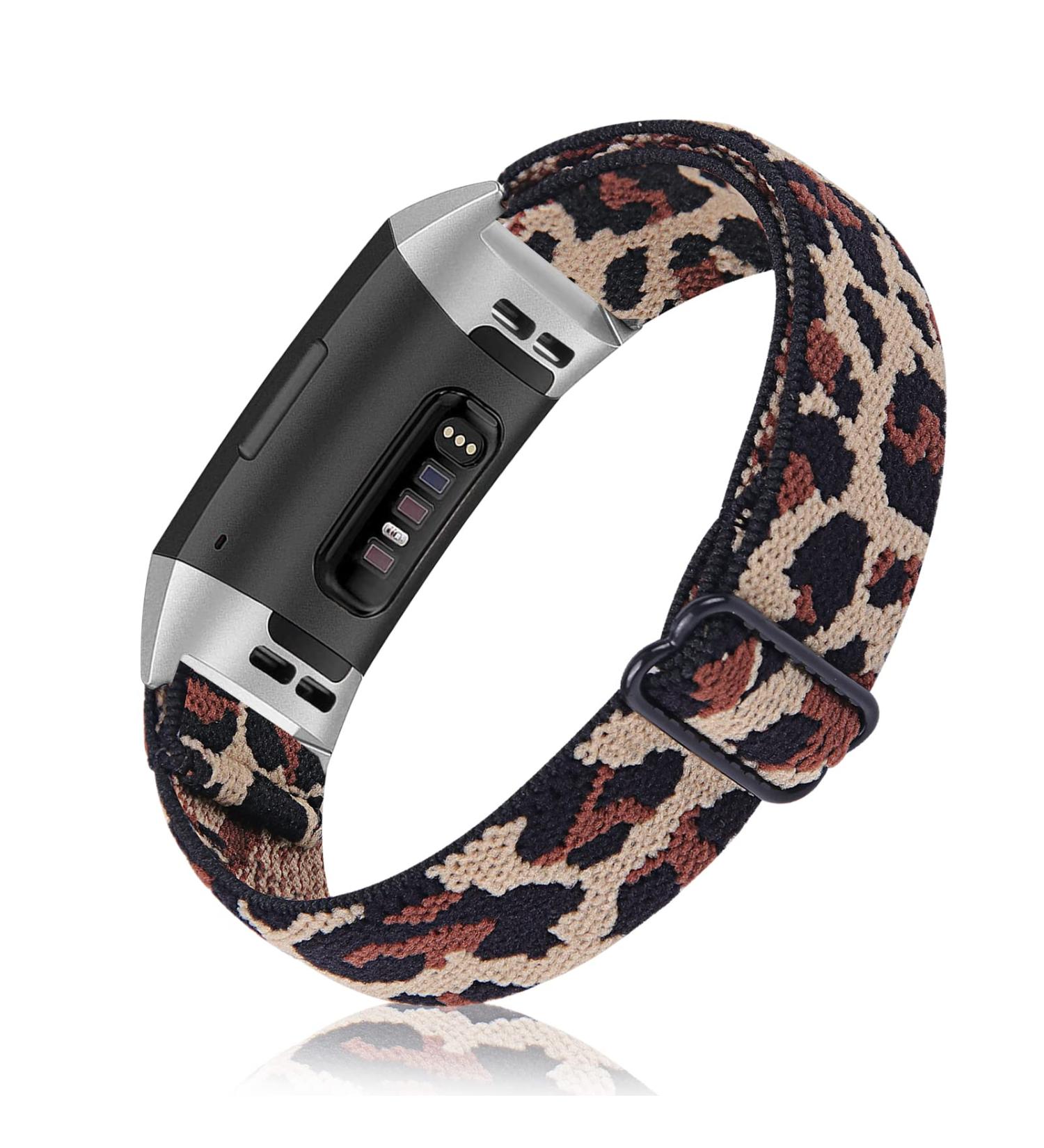 Joyozy Adjustable Elastic Bands for Fitbit Charge 3/4 - Leopard Cheetah Print - Buy Online on GoSupps.com