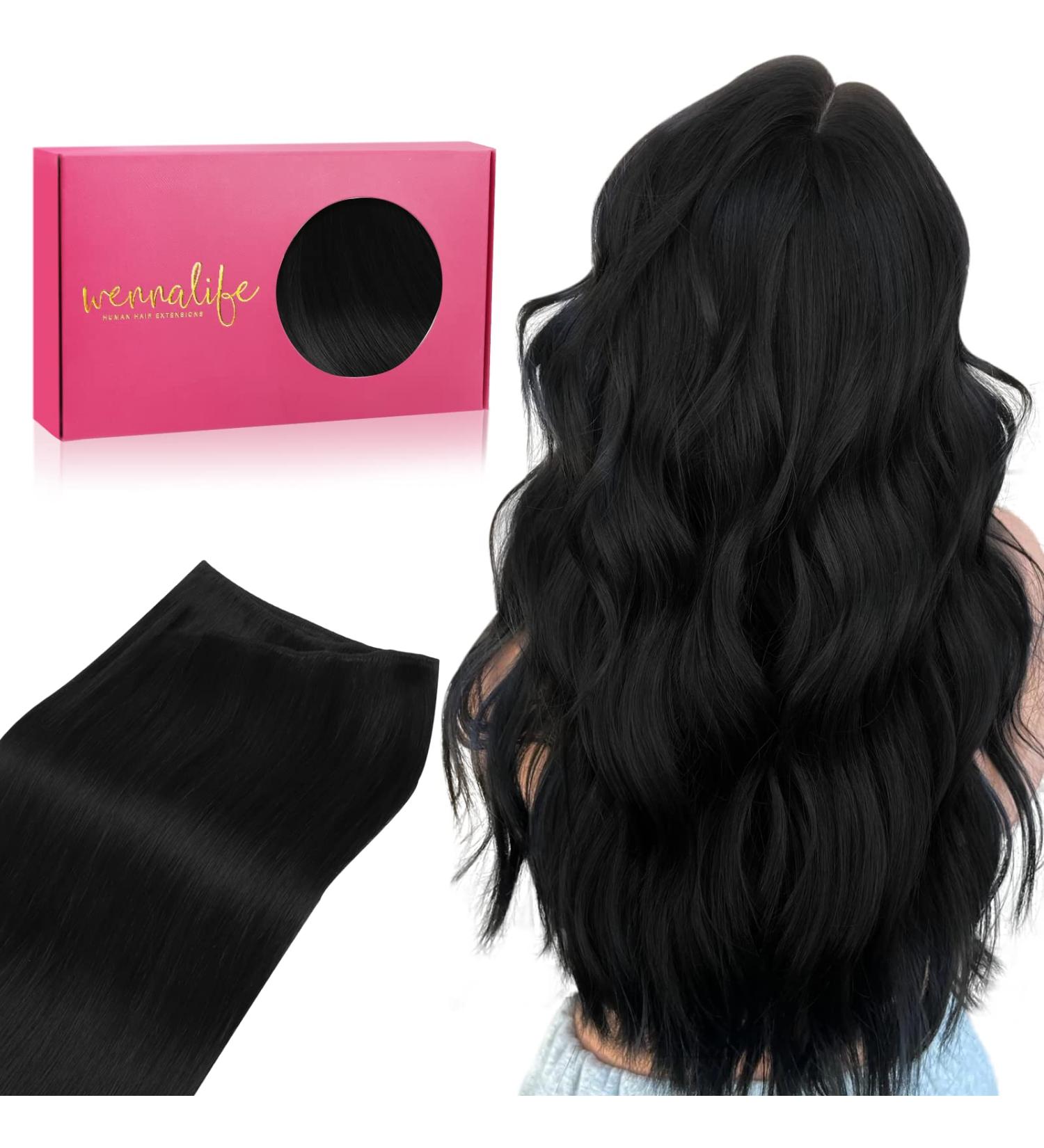 35cm 80g Deep Black Real Hair Extensions - Remy Sew In Wefts for Tresses | Breathe Easy Quality - Buy Online on GoSupps.com