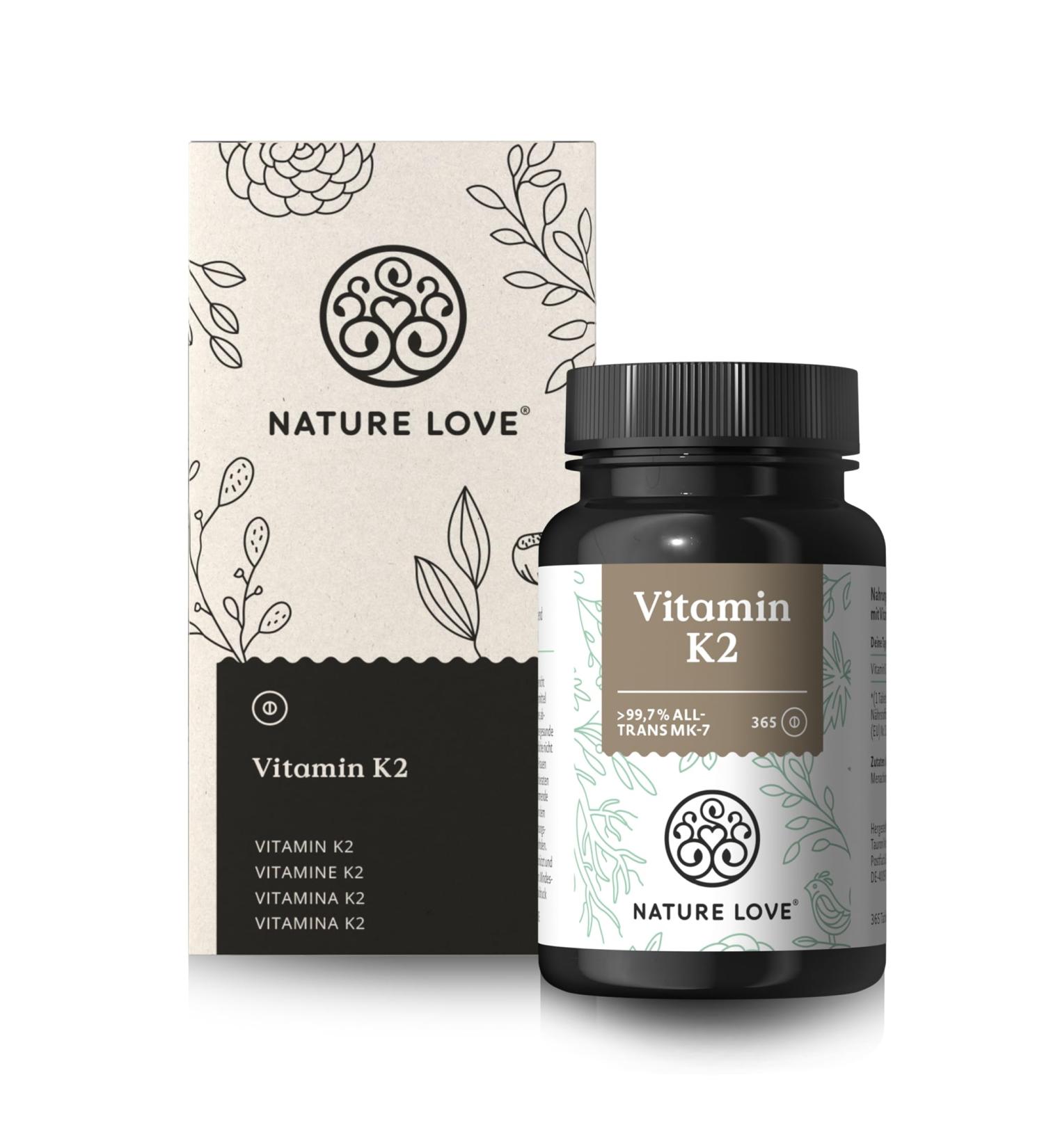 Nature Love Vitamin K2 MK7 Tablets | 100 g | All-Trans MK-7 | Vegan | Lab-Tested | Made in Germany - Buy Online on GoSupps.com