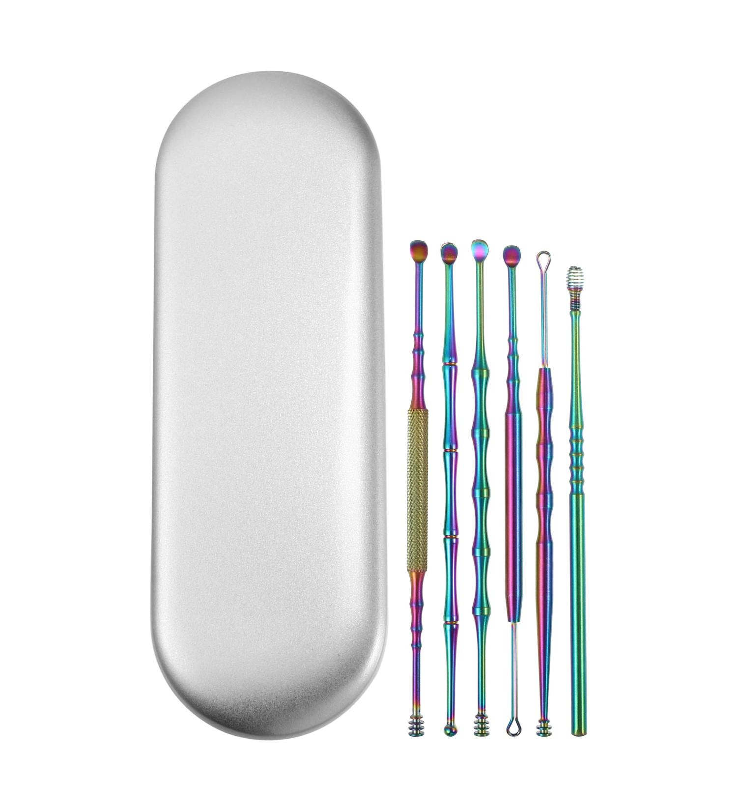 VOCOSTE 6Pcs Stainless Steel Ear Cleansing Tool Set with Storage Case - Anti-slip Design, Multicolor - Ear Care Set - Buy Online on GoSupps.com