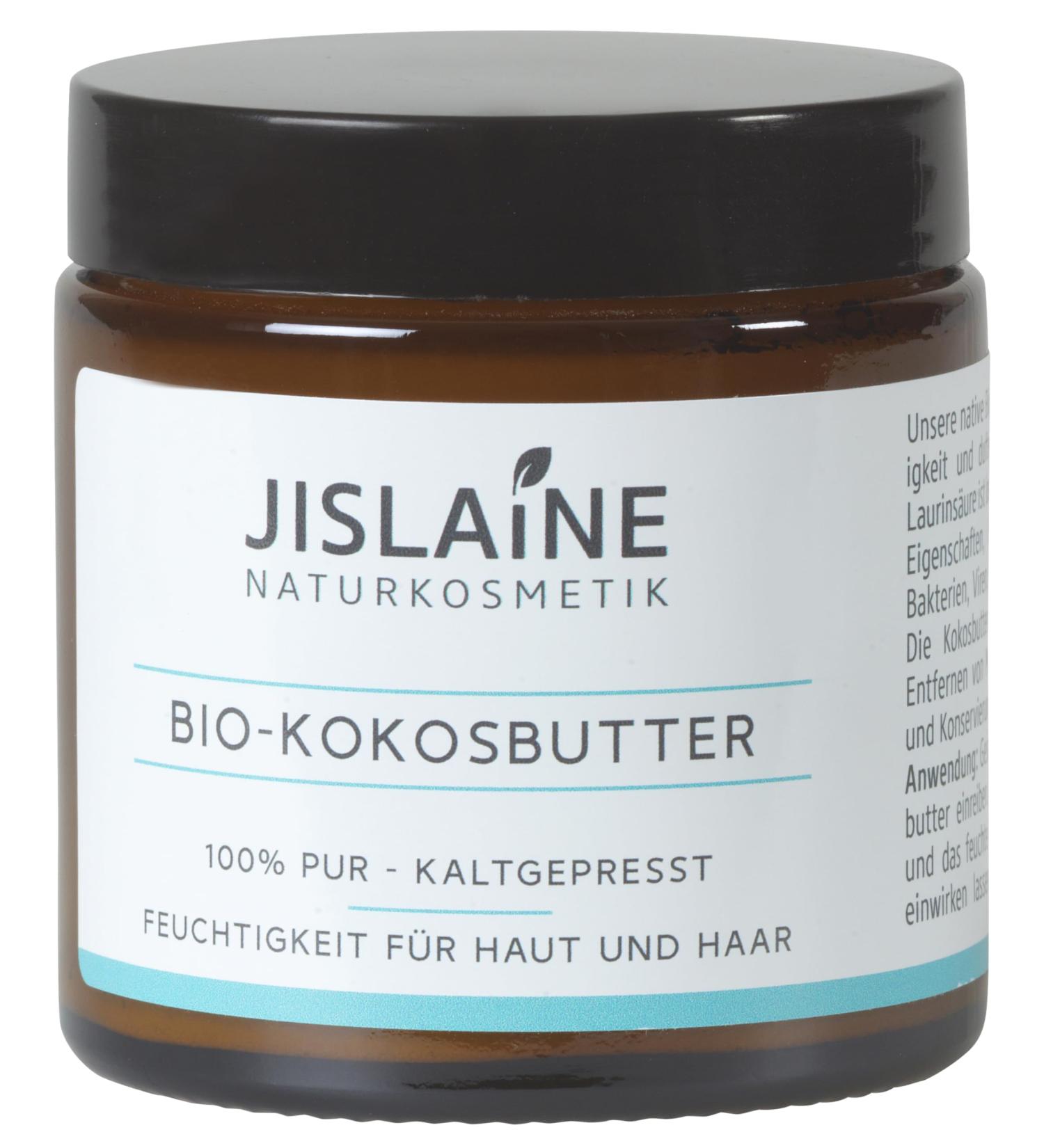 Jislaine Organic Coconut Butter 100g - Cold-Pressed Vegan Palm Oil-Free for Skin Hair & Lips - Natural Makeup Remover in Glass Jar - Buy Online on GoSupps.com
