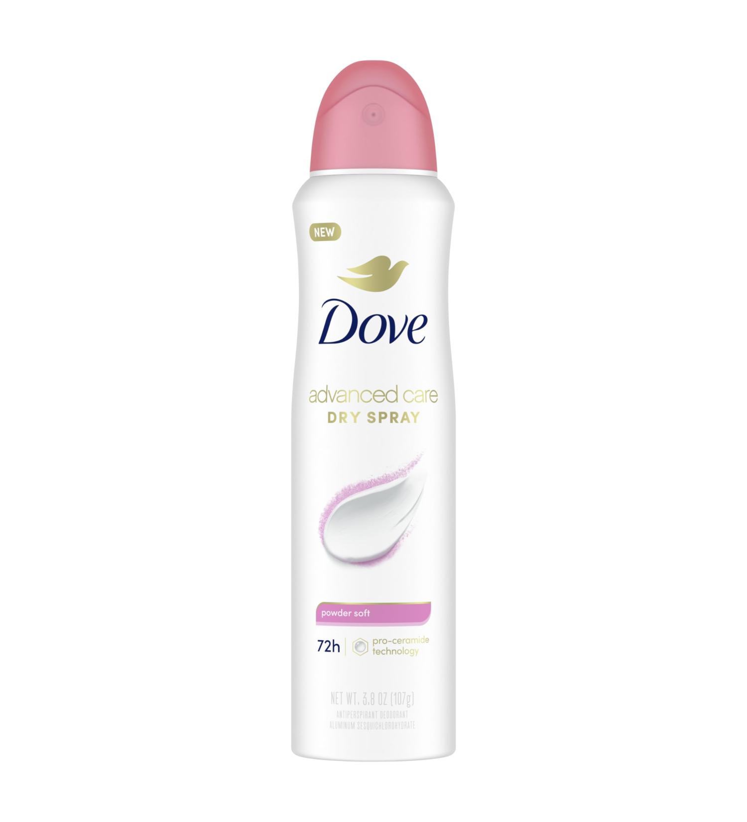 Dove Advanced Care Antiperspirant Deodorant Spray Powder Soft Pack of 12 to help skin barrier repair after shaving 72hour antiperspirant deodorant for soft underarms with boosted ceramide levels 3.8oz 3.8 Ounce (Pack of 12) Powder Soft - Buy Online on GoSupps.com