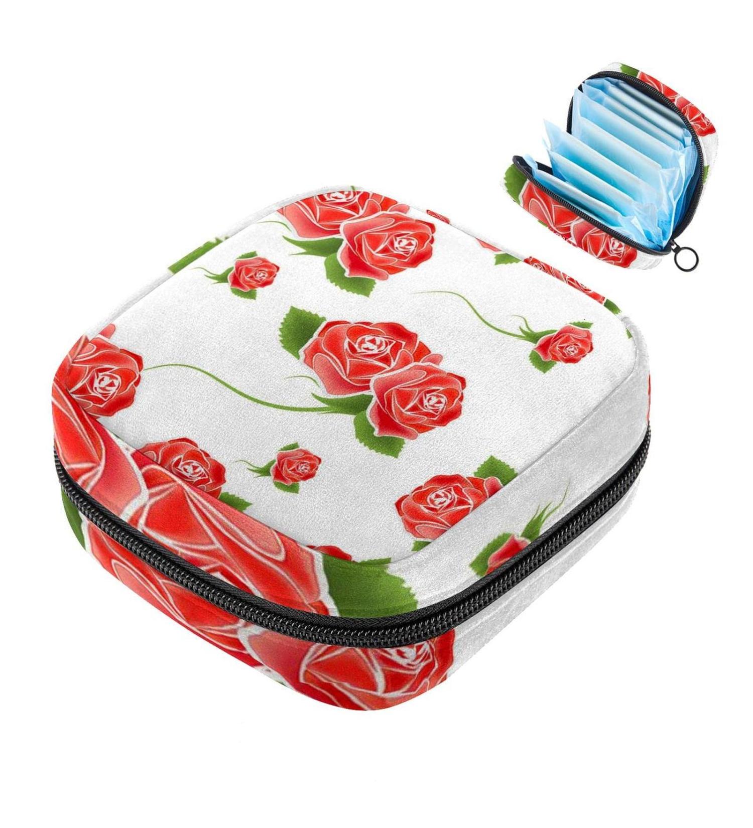 Shop Women's Binding-Up Bags - Roses Pattern Tampon Storage with Zip Pockets | Multi-Purpose Menstrual Bags - Buy Online on GoSupps.com