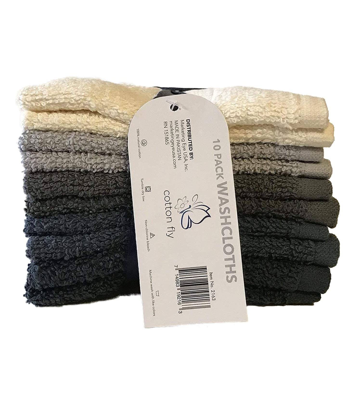 10 Pack 100% Cotton Washcloth Set - 12 x 12 Inch - Soft & Absorbent - Machine Washable - Four Color Assortment - Buy Online on GoSupps.com