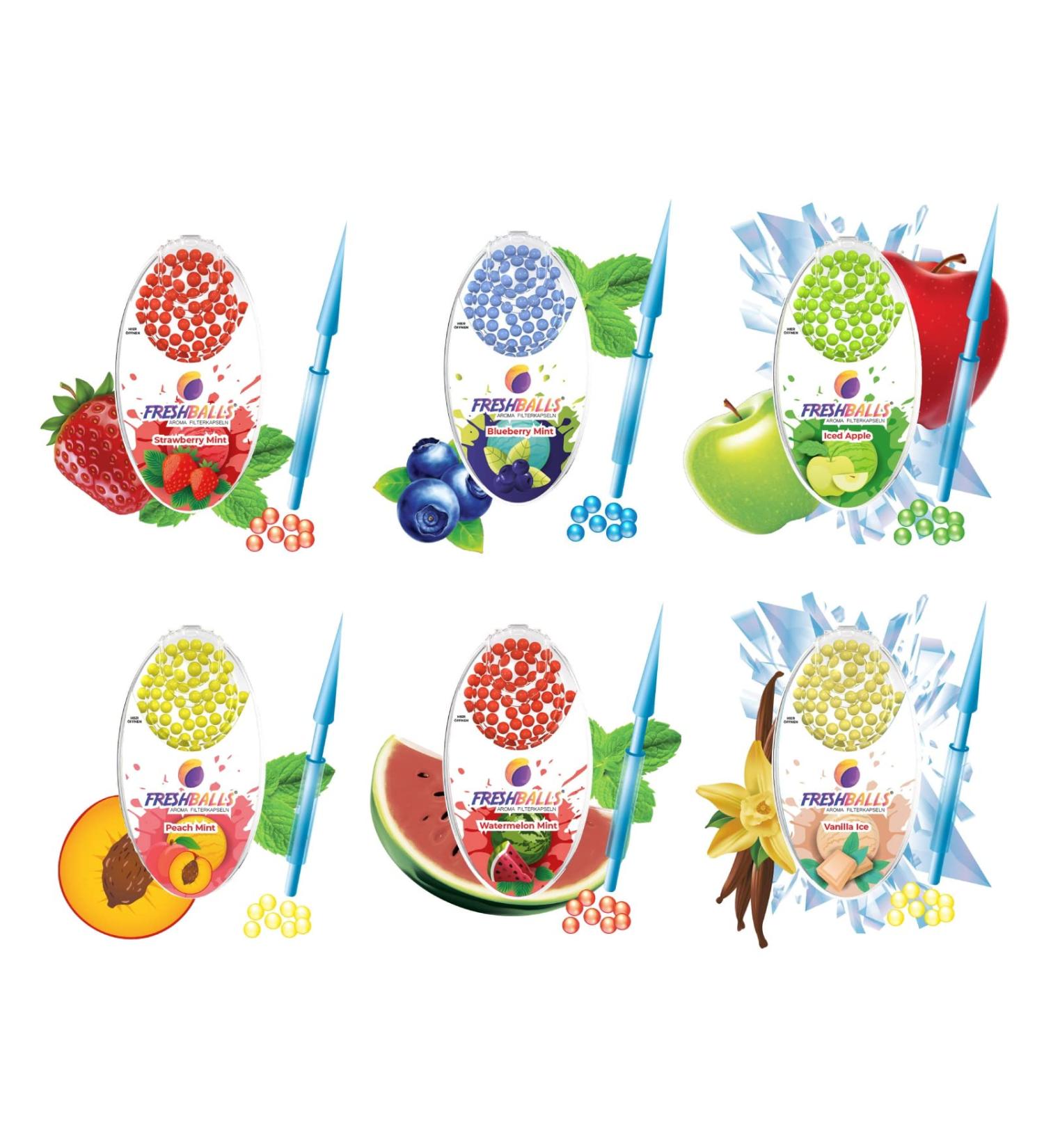 FreshBalls Henecka Aroma Filter Balls - Mint Oil & Strawberry Mint Flavor - International Shipping Available - Buy Online on GoSupps.com