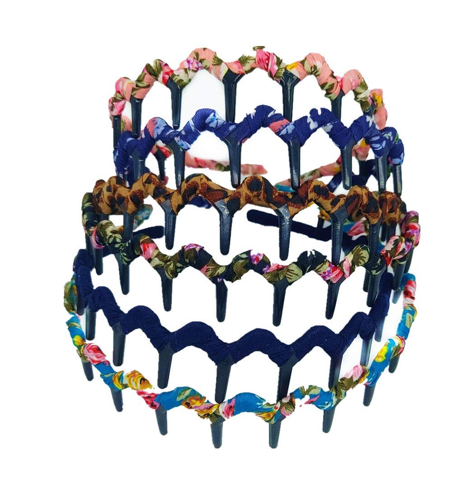 6Pieces Shark Tooth Wrapped Cloth Hairband Bohemia Style Plastic Teeth Comb Hair Hoop for Women Girls Headband Accessory - Buy Online on GoSupps.com