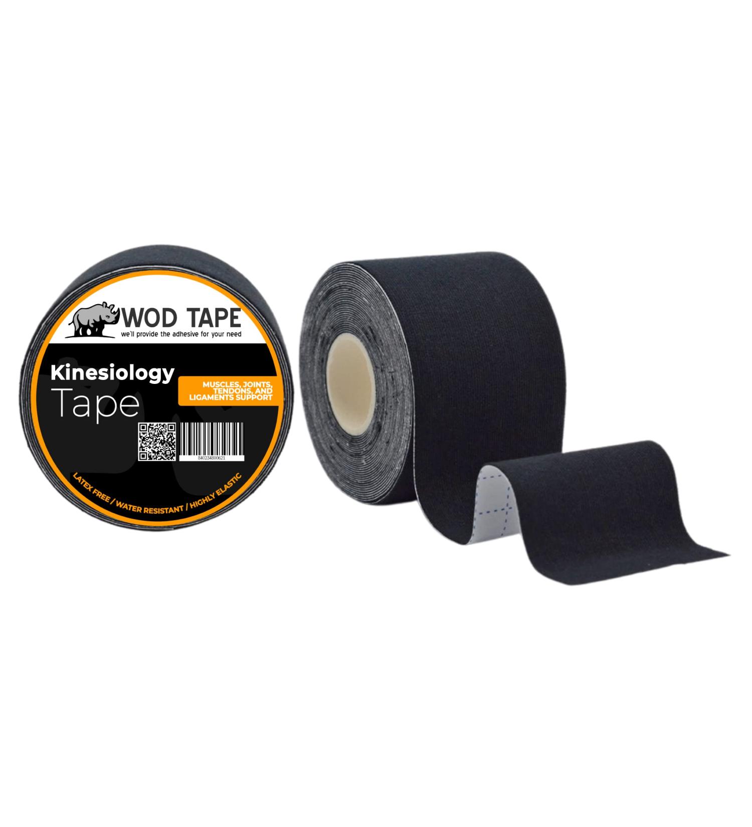 WOD ST-CKT Strong Kinesiology Tape - Black Uncut (2 Pack) | Water Resistant Hypoallergenic Sports Tape for Muscle & Joint Support - Buy Online on GoSupps.com