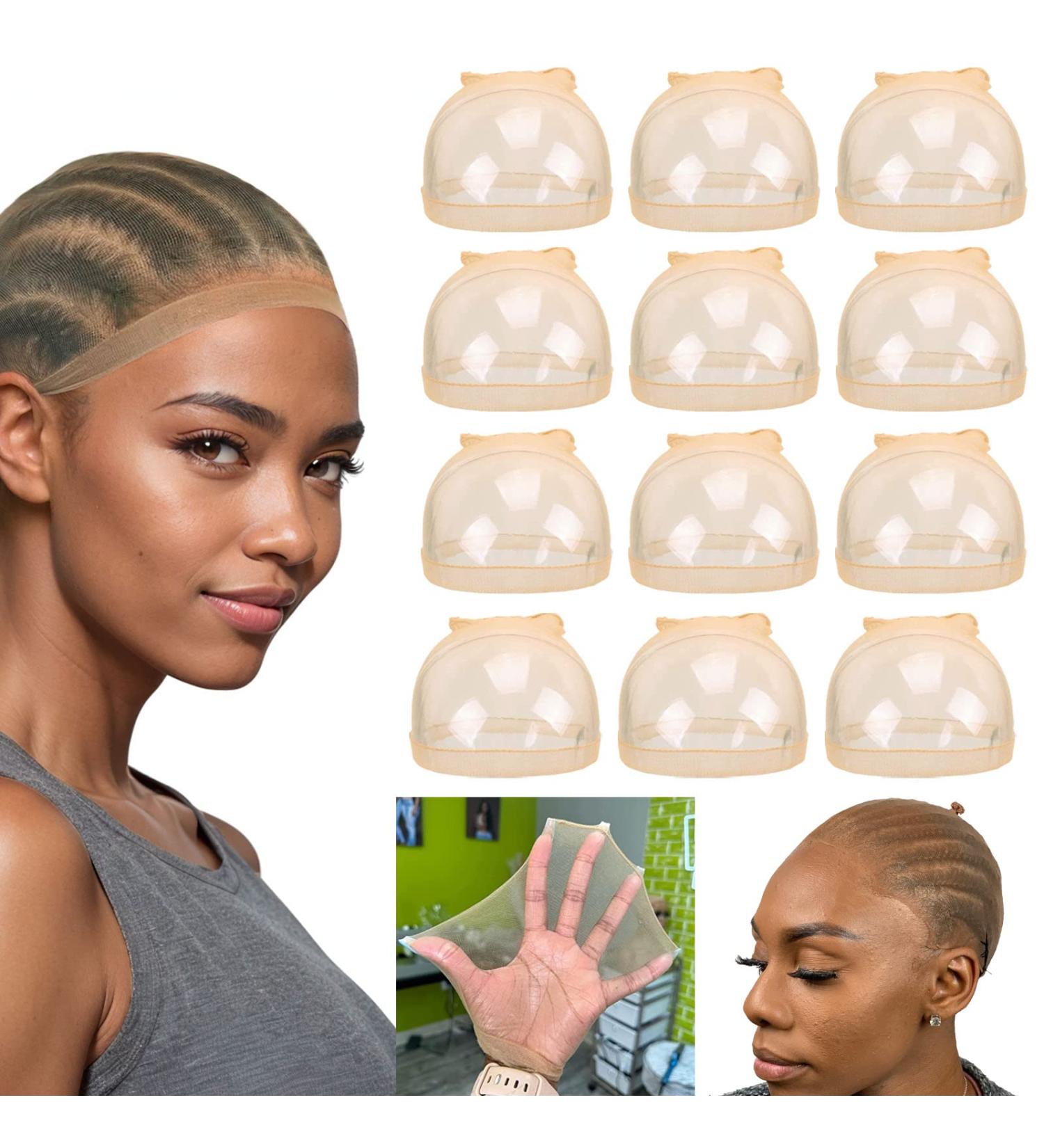 Atimiaza 12Pcs Transparent Brown HD Wig Cap for Lace Front Wigs - Ultra-Thin & Stretchy, Invisible & Breathable Stocking Caps for Women - Buy Online on GoSupps.com
