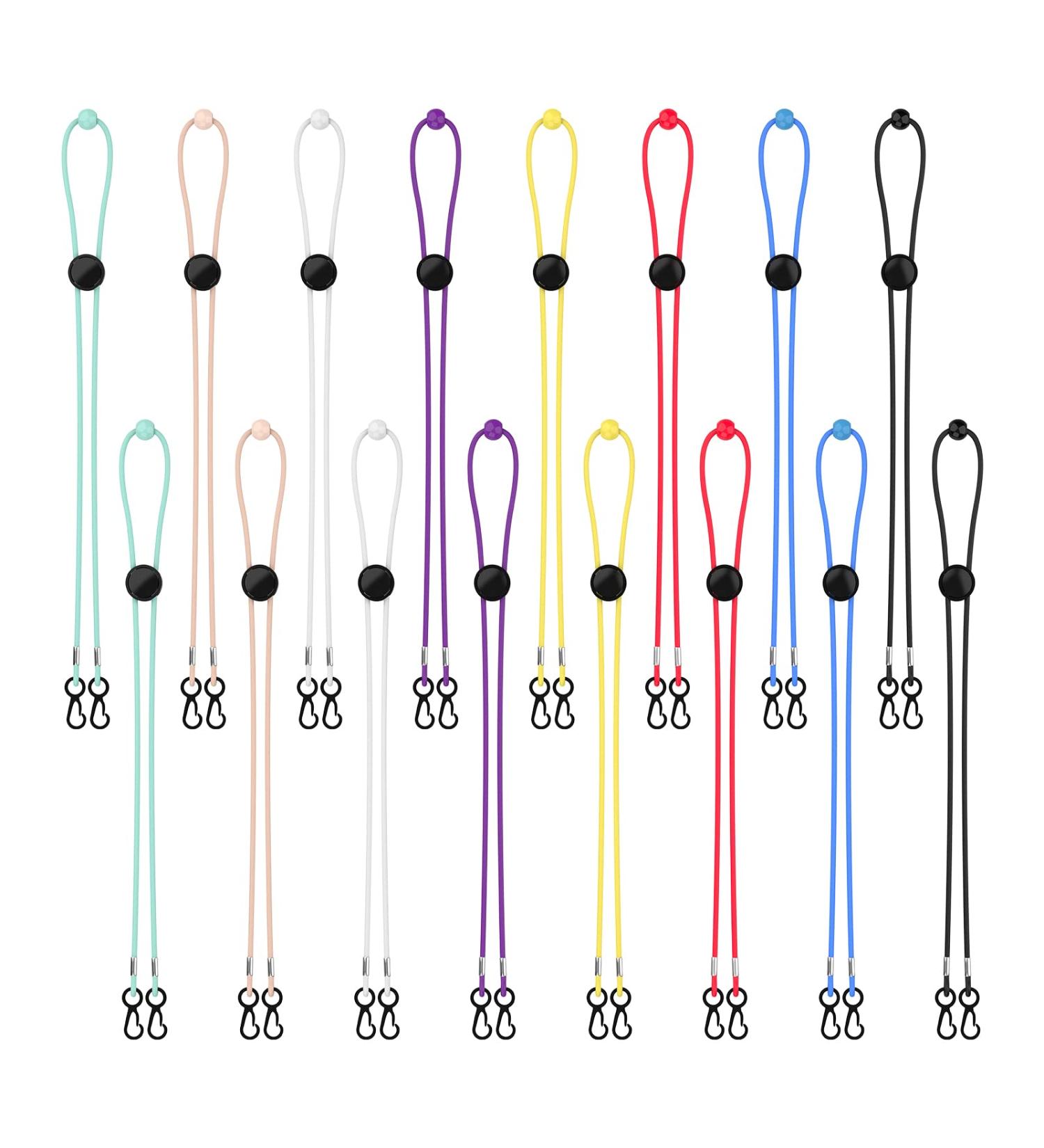 16 Pieces Elastic Mask Holder for Kids & Adults - Adjustable Multicolored Mask Chains with Reinforced Buttons - Buy Online on GoSupps.com