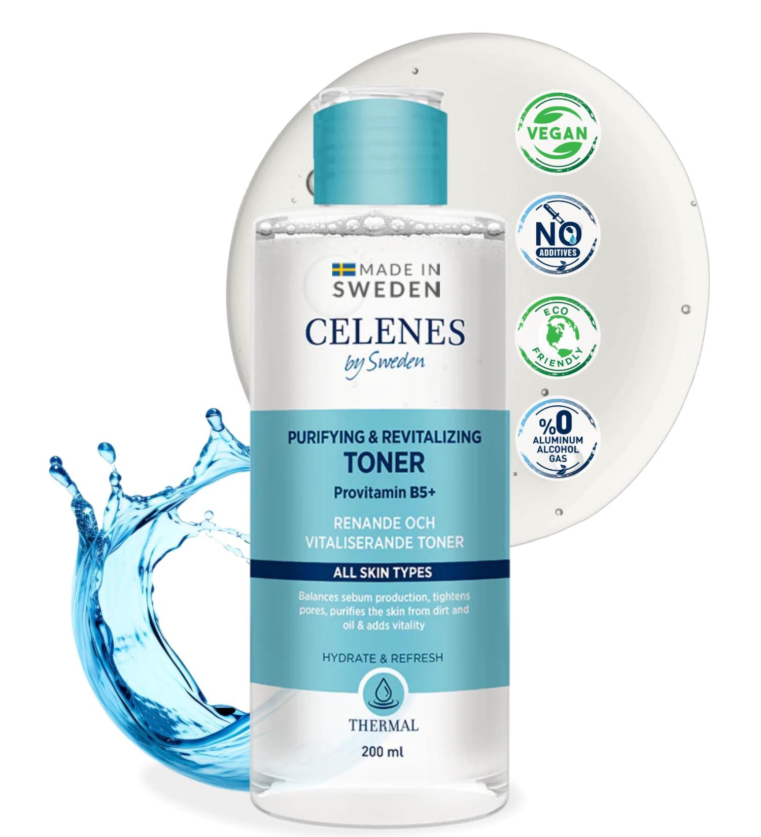  Celenes By Sweden Celenes by Sweden Thermal Purifying & Revitalizing Facial Toner 200 ml - Alcohol-Free & Paraben-Free Face Lotion For All Sk - Buy Online on GoSupps.com