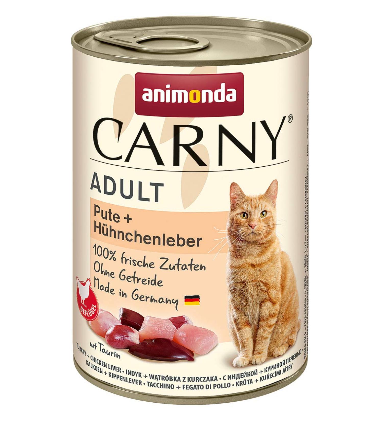 animonda Carny Adult cat food wet food for adult cats turkey + chicken liver 6 x 400 g