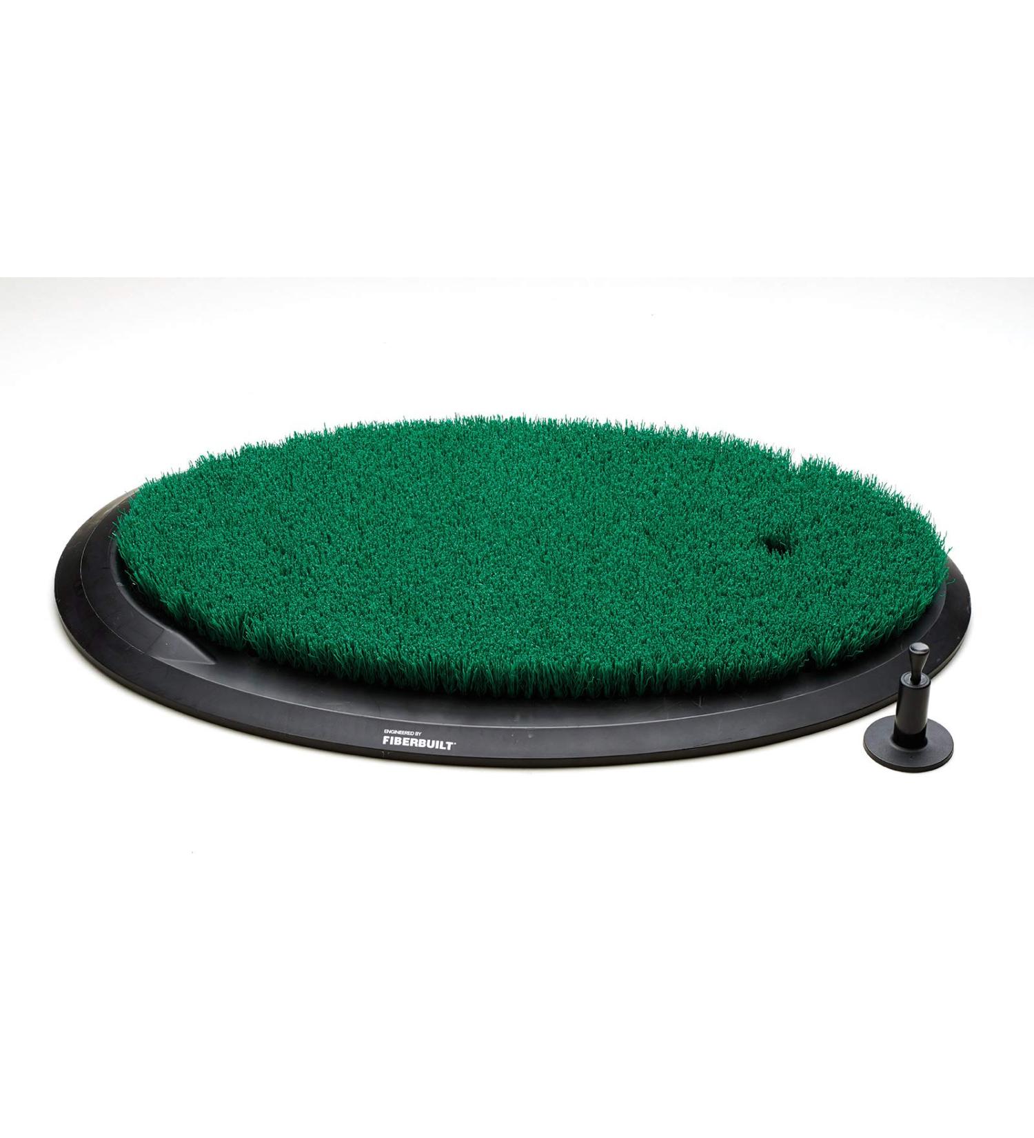 Fiberbuilt Flight Deck Oval Golf Hitting Mat | Real Grass-Like Performance | Adjustable Height Tee | Black/Green | 21.25 x 13.5 x 1.75 | Indoor/Outdoor - Buy Online on GoSupps.com