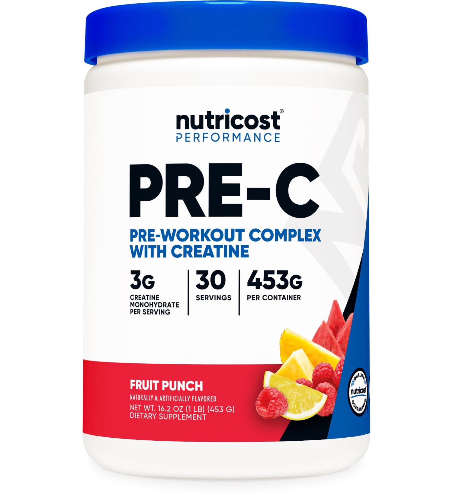 Nutricost Pre-C Pre-Workout Complex with Creatine (Fruit Punch | 30 Servings) Powder - Boost Fintess Routines 453g - Buy Online on GoSupps.com