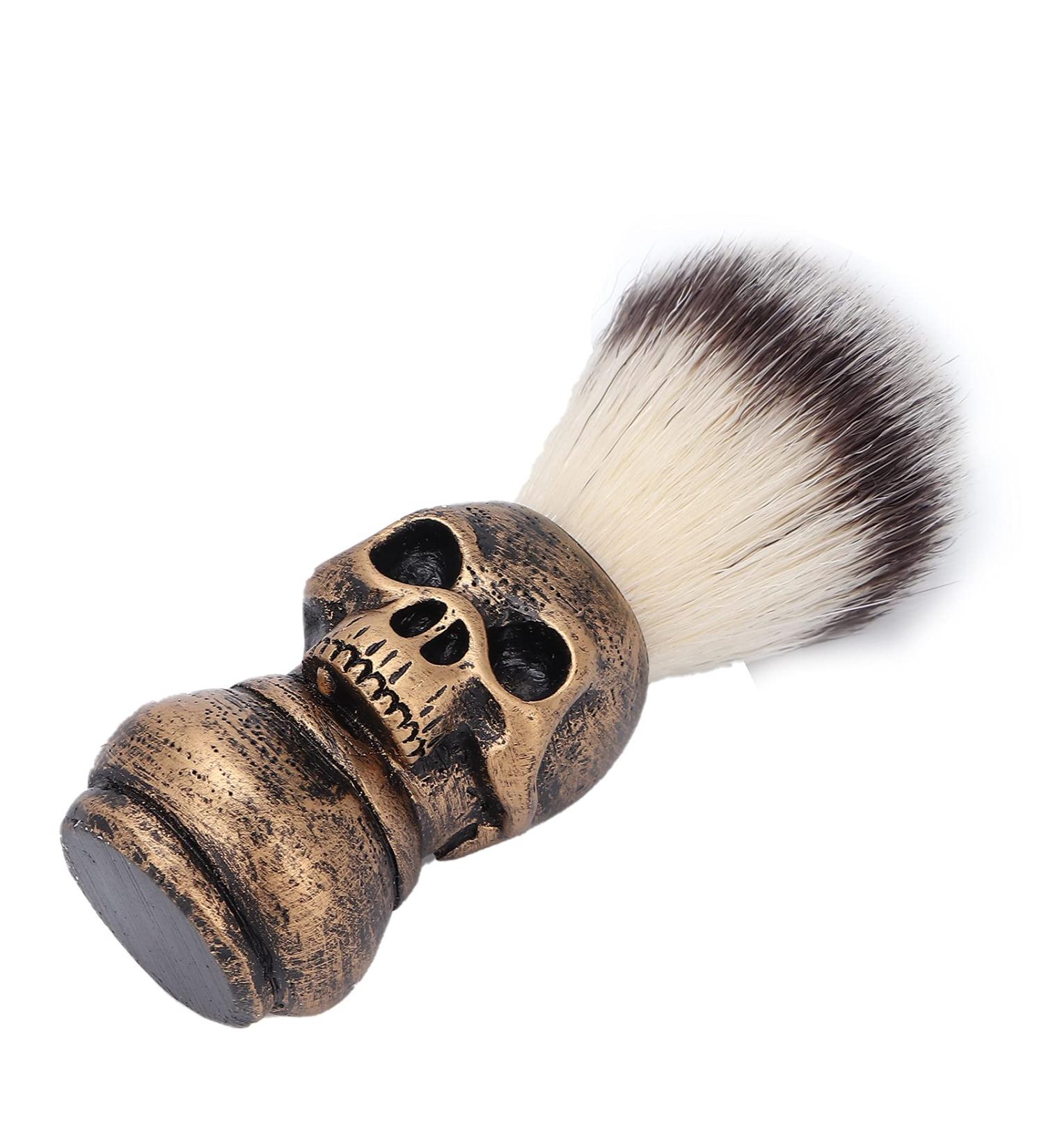 Men's Golden Skull Beard Shaving Brush - Durable & Stable for Professional Barbers | International Shipping Available - Buy Online on GoSupps.com