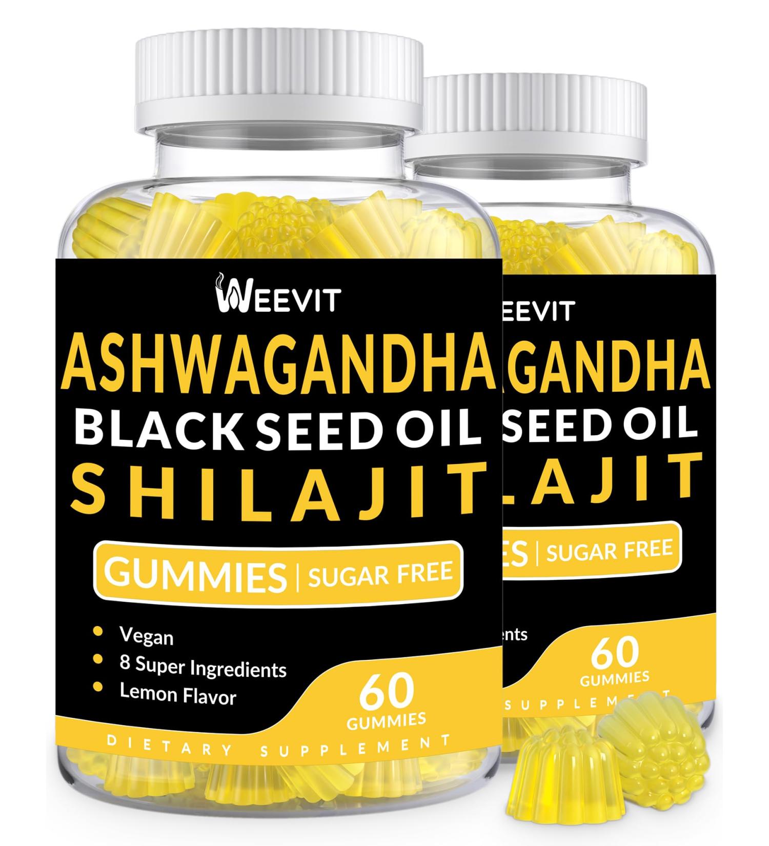 Ashwagandha Gummies Shilajit Black Seed Sea Moss Maca Root Turmeric All in One Supplement 60 Count (Pack of 2) - Buy Online on GoSupps.com