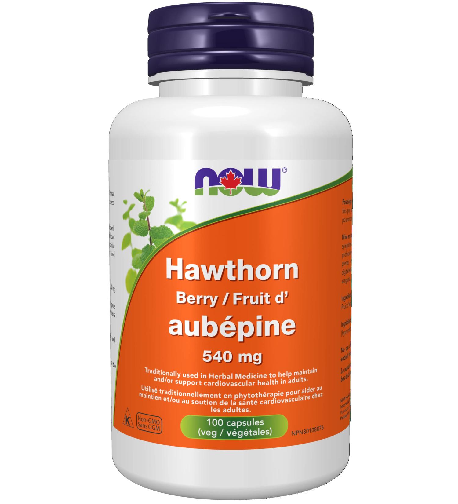 NOW Supplements Hawthorn Berry 540mg Capsules 100 Count - Buy Online on GoSupps.com