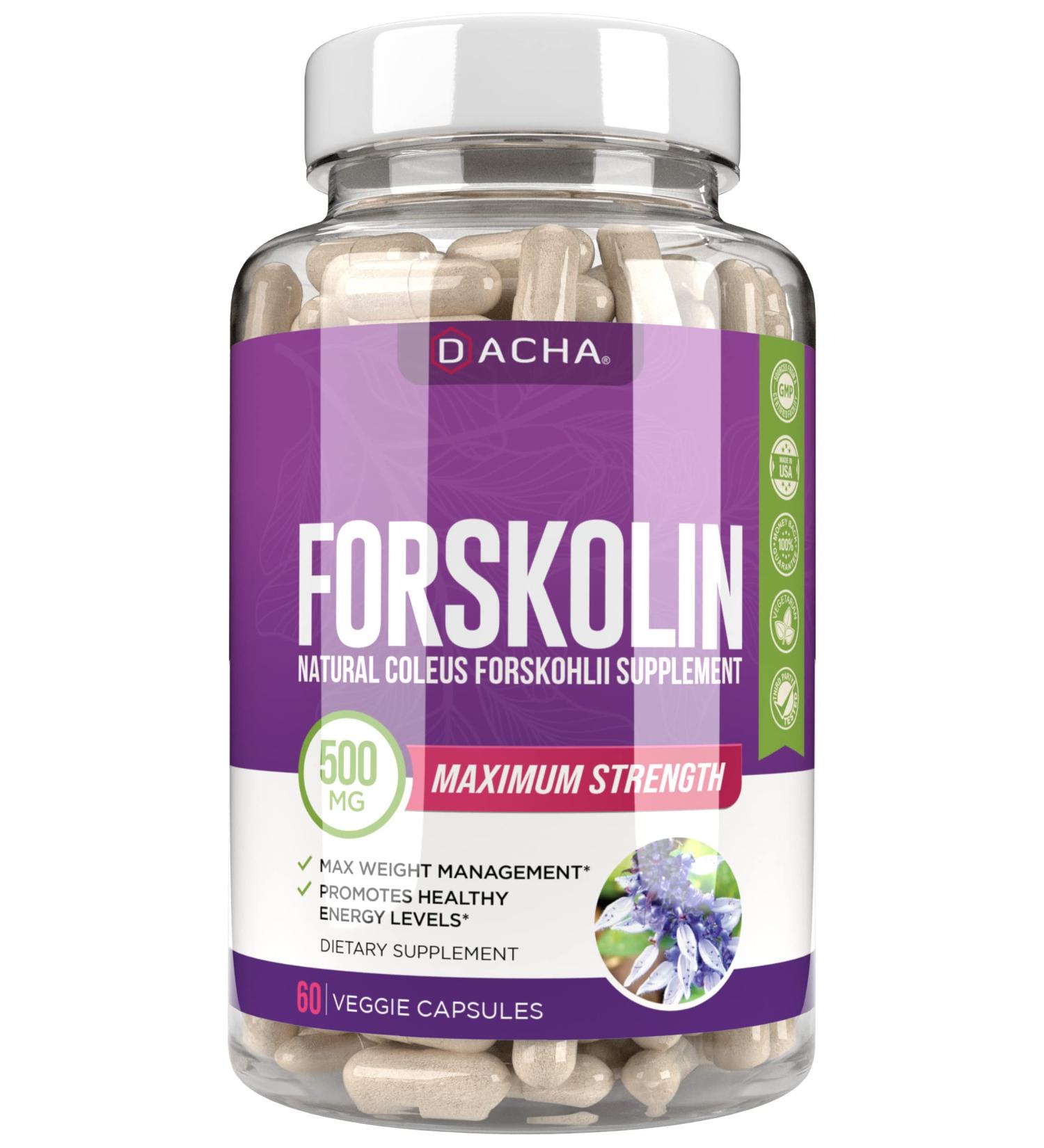 DACHA Natural Forskolin Max Strength 500mg - Keto Diet Pills for Fast Weight Loss - Men & Women - Maximum Slim Look - Rapid Tone - Luna Trim - MD - Buy Online on GoSupps.com