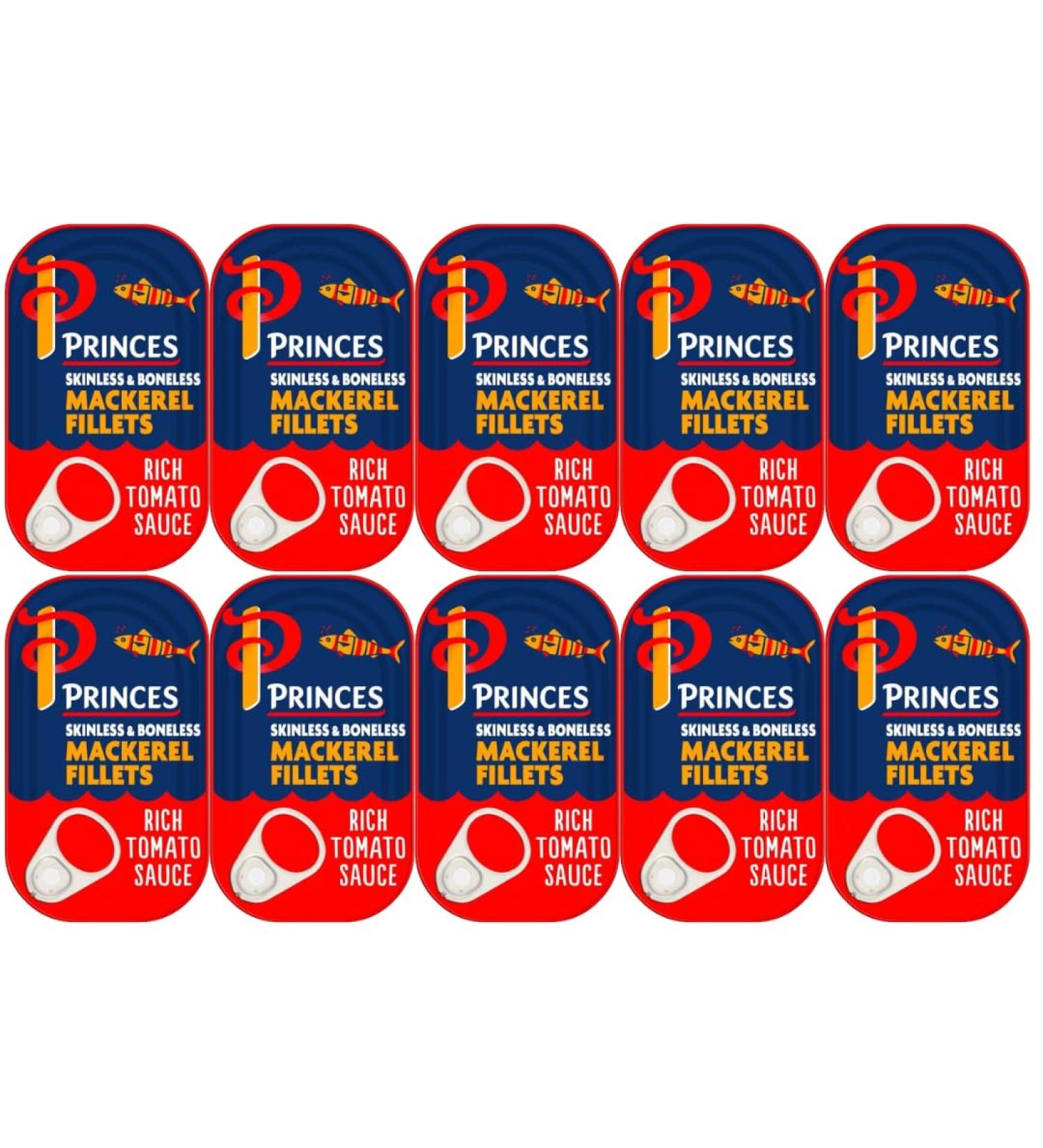 Tinned Mackerel Fillets In Tomato Sauce | Skinless And Boneless | Canned Fish In Bulk 120g tins (10x120g) Tomato 10x120g