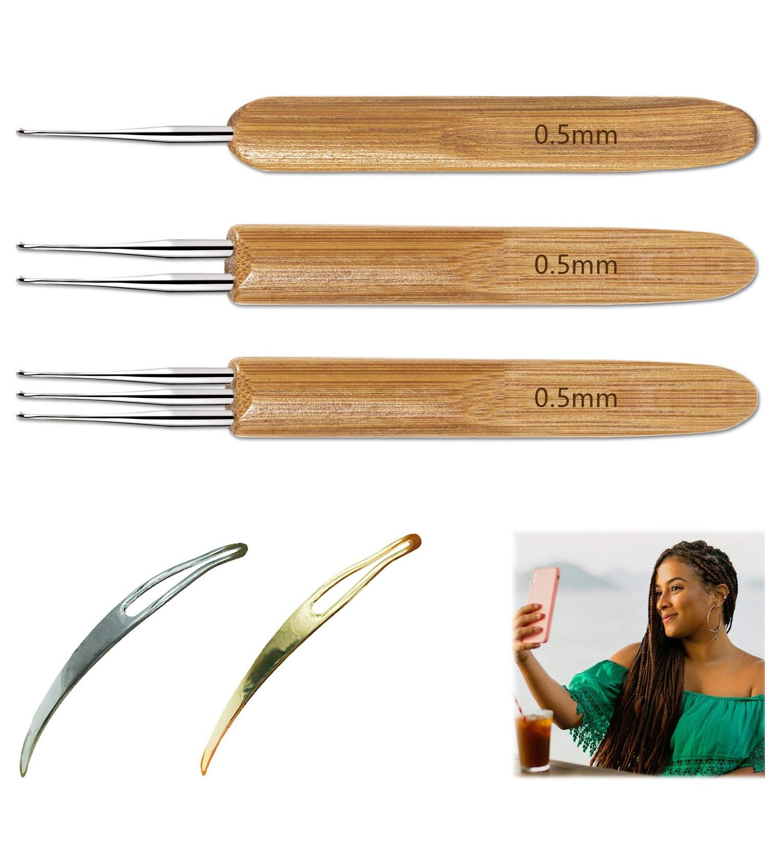 Dreadlocks Tool Set - 5 Pcs Crochet Hooks & Interlocking Needles for Hair Weaving, Braid Craft - Buy Online on GoSupps.com