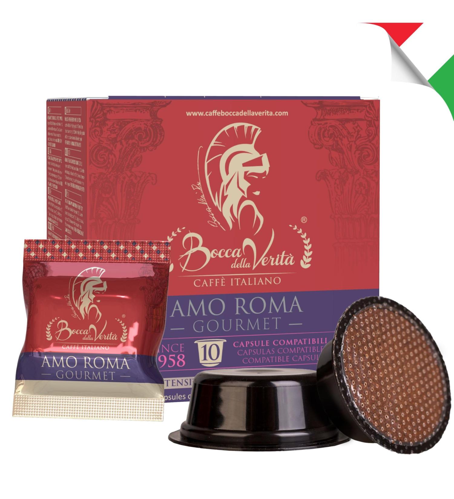BOCCA DELLA VERITA - Box of 10 capsules of Italian coffee AMO ROMA Gourmet Capsules compatible with the Lavazza A Modo Mio coffee machine 100% Made in Italy - Buy Online on GoSupps.com