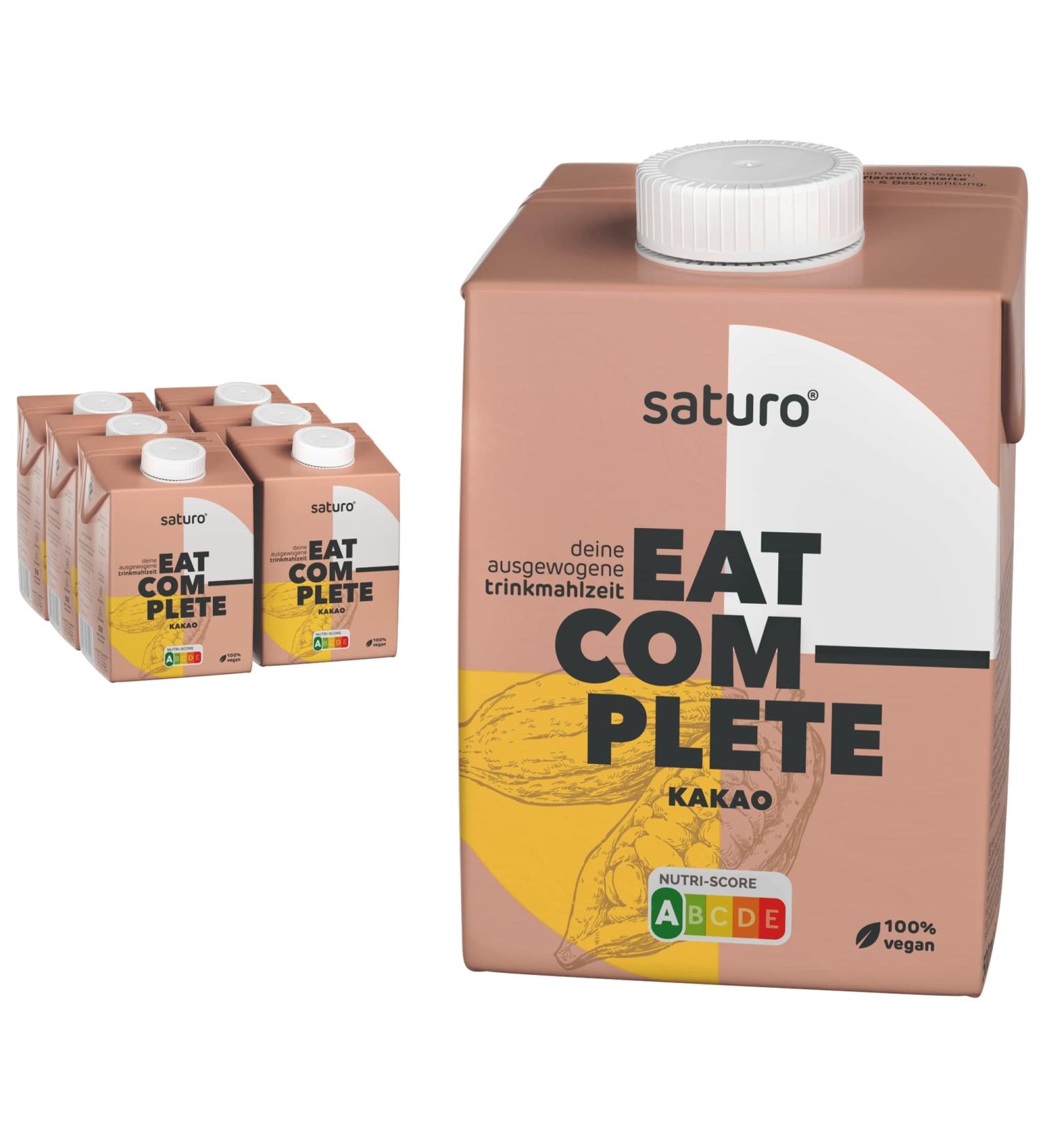 Saturo Cocoa Drinking Meal - Vegan Astronaut Food with Protein & Nutrients | 6x500ml | 500kcal Per Pack - Buy Online on GoSupps.com