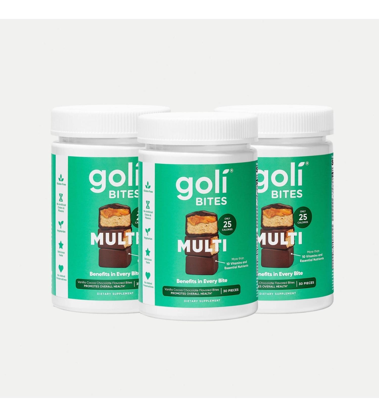 Goli Multi Vitamin Bites - 90 Count - Milk Chocolate Vanilla Cocoa Flavor | Immune Support, Nervous System & Bone Health | 10+ Essential Vitamins & Nutrients - Buy Online on GoSupps.com
