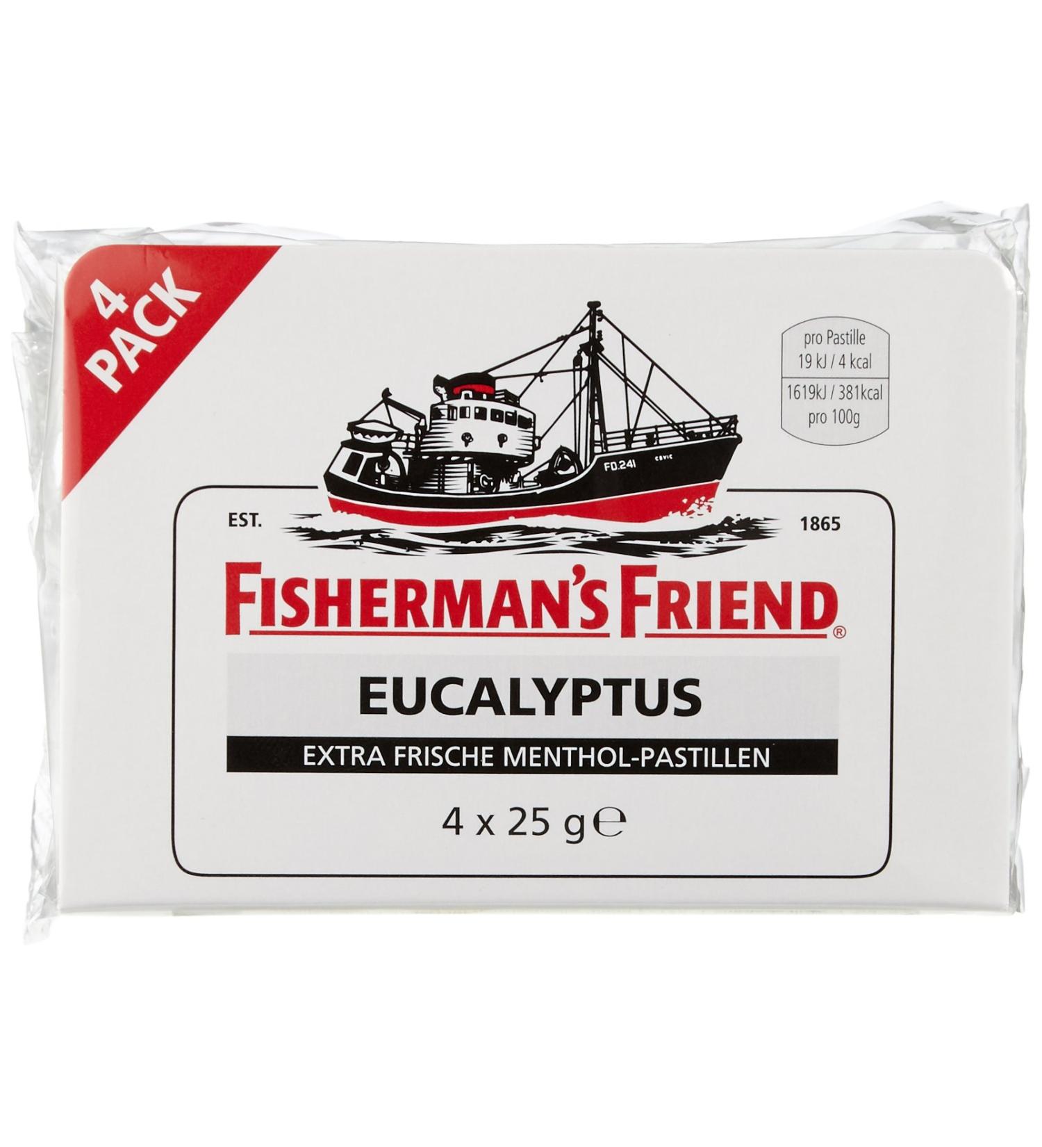 Fisherman's Friend Eucalyptus Cough Drops - Sugar-Free 1 Pack (4 x 25g) - International Shipping Available - Buy Online on GoSupps.com