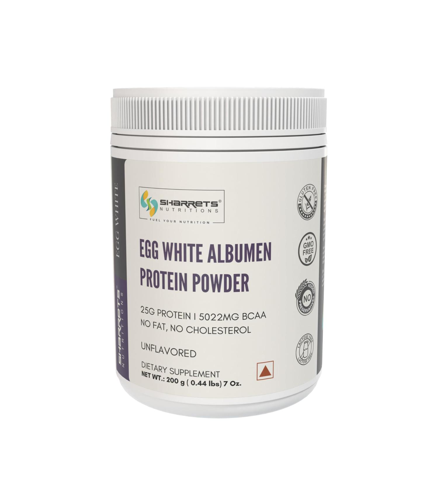 SHARRETS Egg White Protein Powder - Unflavored 7 Oz | Non-GMO Gluten-Free Dietary Supplement for Muscle Building - Buy Online on GoSupps.com
