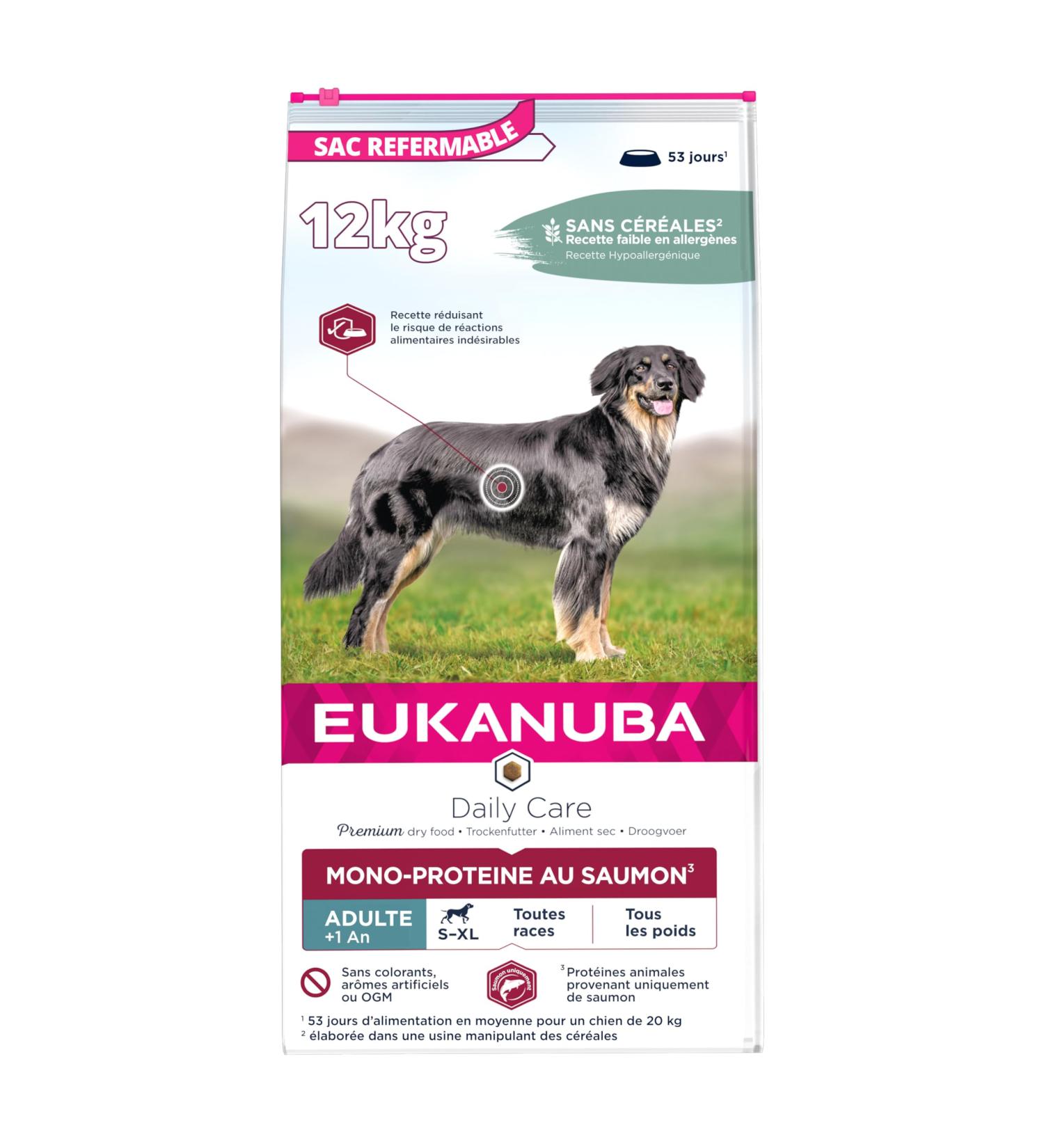 Eukanuba Daily Care - Mono-protein Salmon Dry Food for Adult Dogs - Rich in Fresh Frozen Salmon 2.3 kg - Buy Online on GoSupps.com