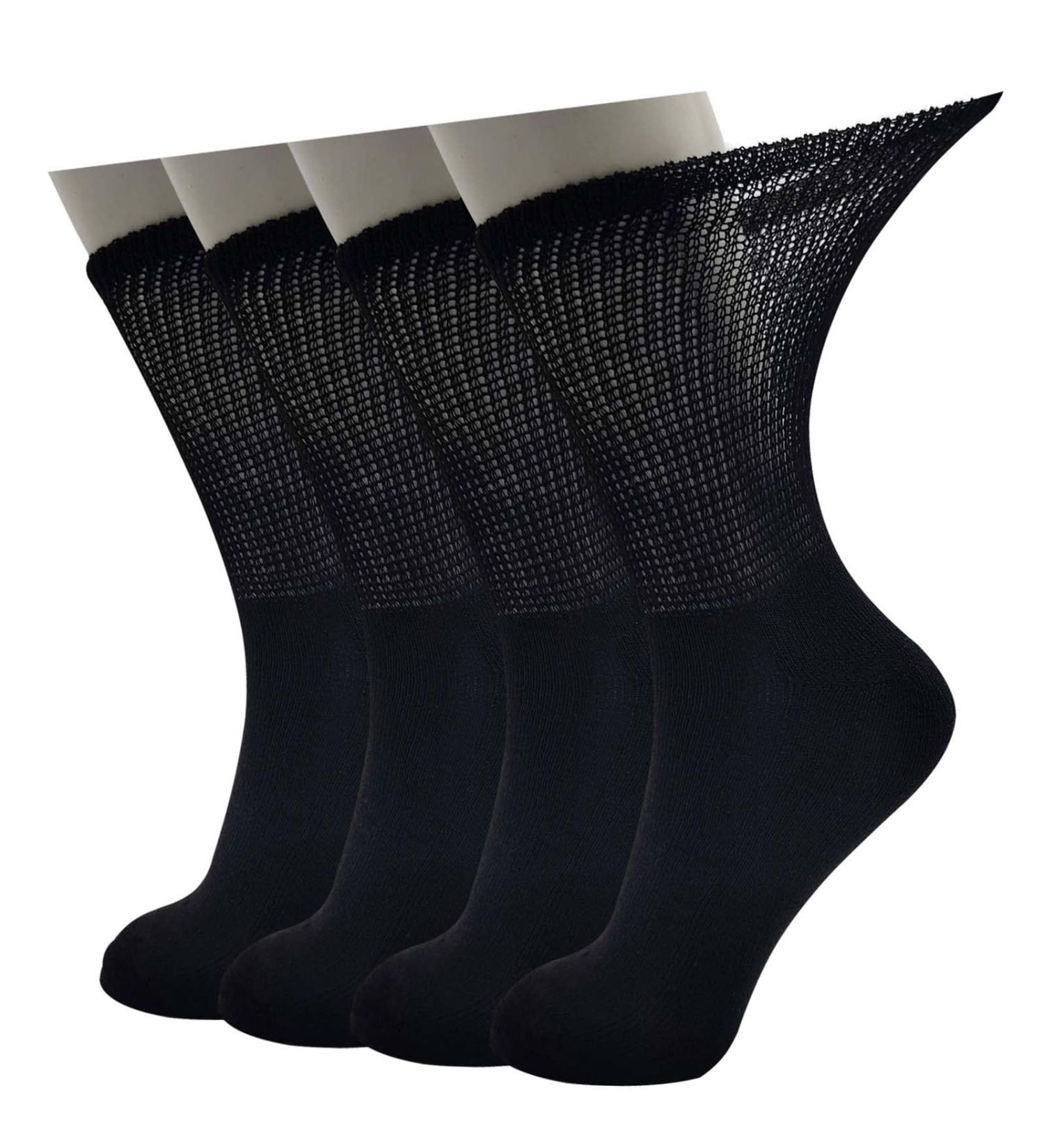 LIN PERFORMANCE Diabetic & Circulatory Non Binding Crew Socks for Men 4 Pairs, Size 10-13 Black - Buy Online on GoSupps.com