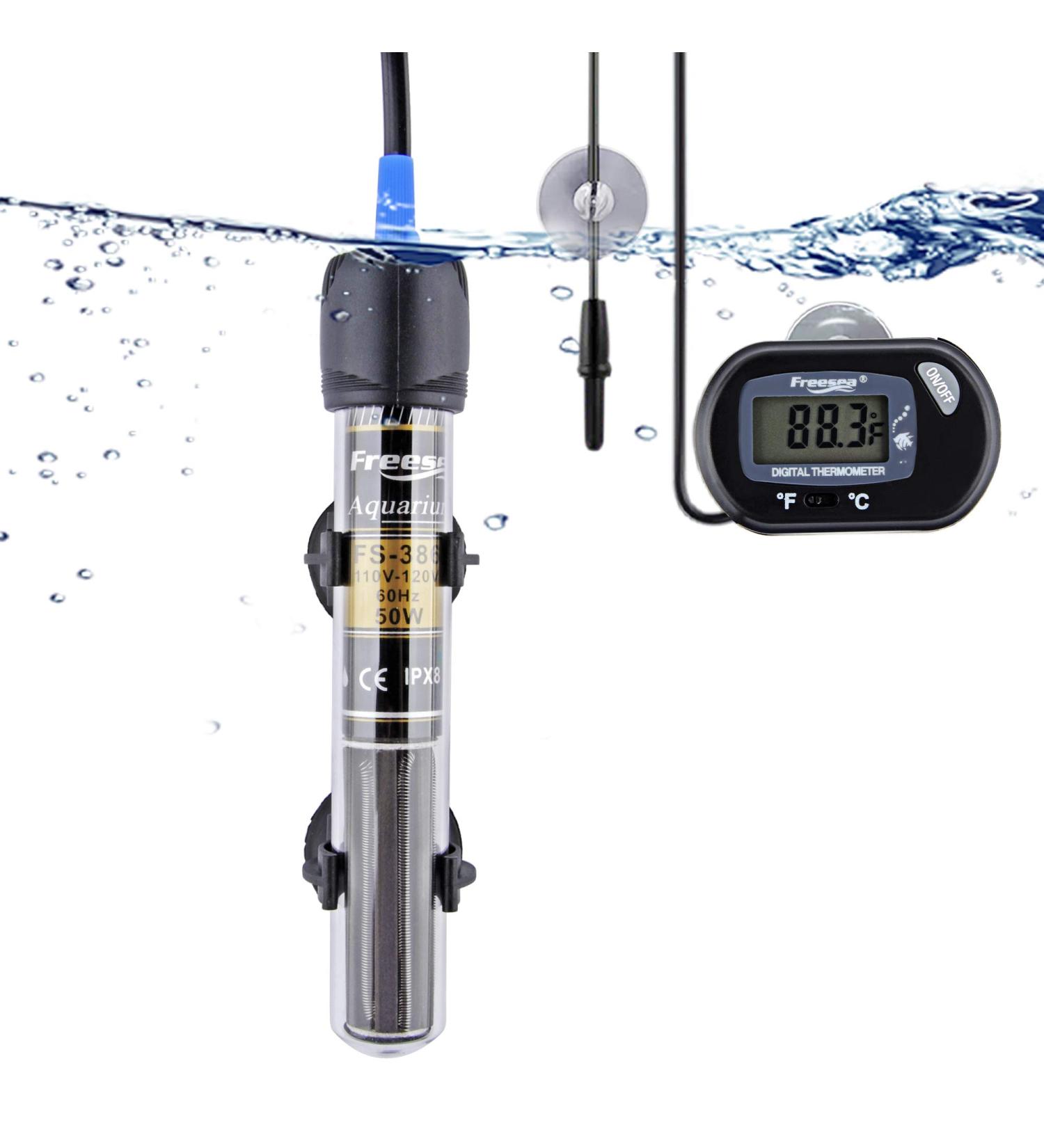 FREESEA Adjustable Aquarium Heater 25-300W with Submersible Thermometer | Reliable Fish Tank Temperature Control - Buy Online on GoSupps.com