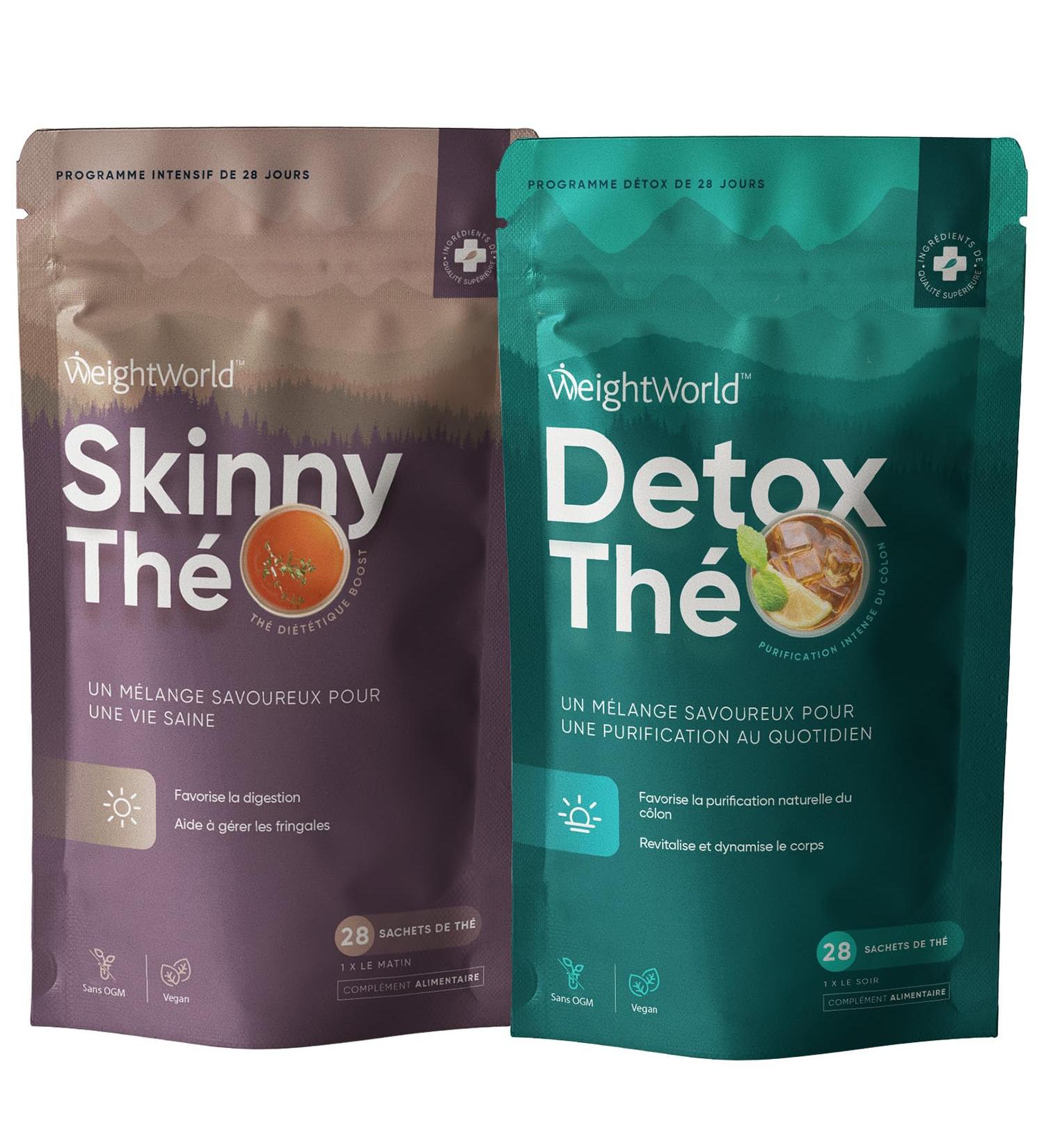  WeightWorld Detox Tea with Skinny Tea 56 Combo Infusion Bags 28-Day Program with 0 Calories Caffeine-Free & Vegan - 1 Sachet Ma - Buy Online on GoSupps.com