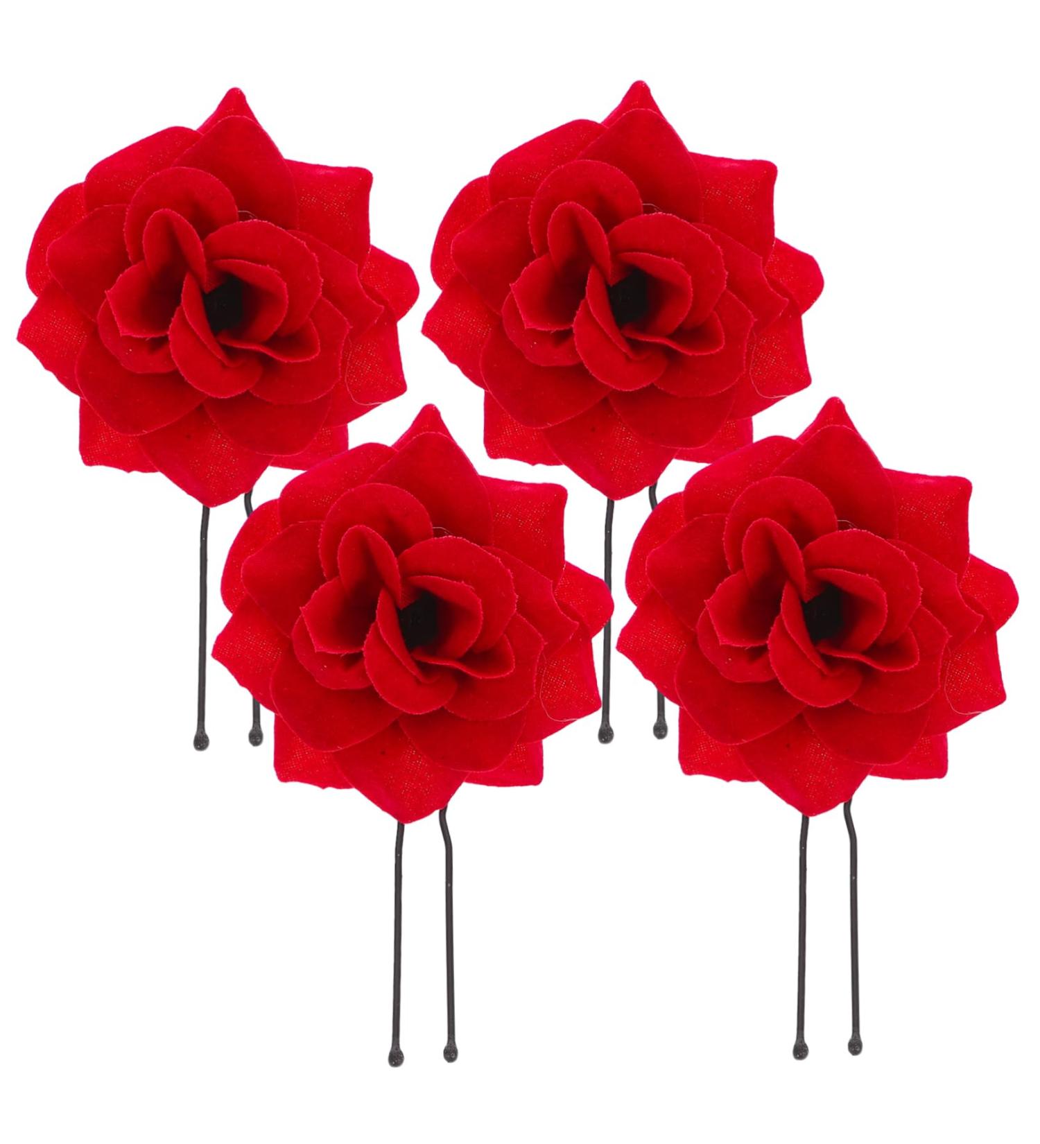 Beaupretty Retro Hair Needles - 4PCS Rose Flower Headwear | Beautiful Red Hairpins for Women - Bridal Hair Accessories - Buy Online on GoSupps.com