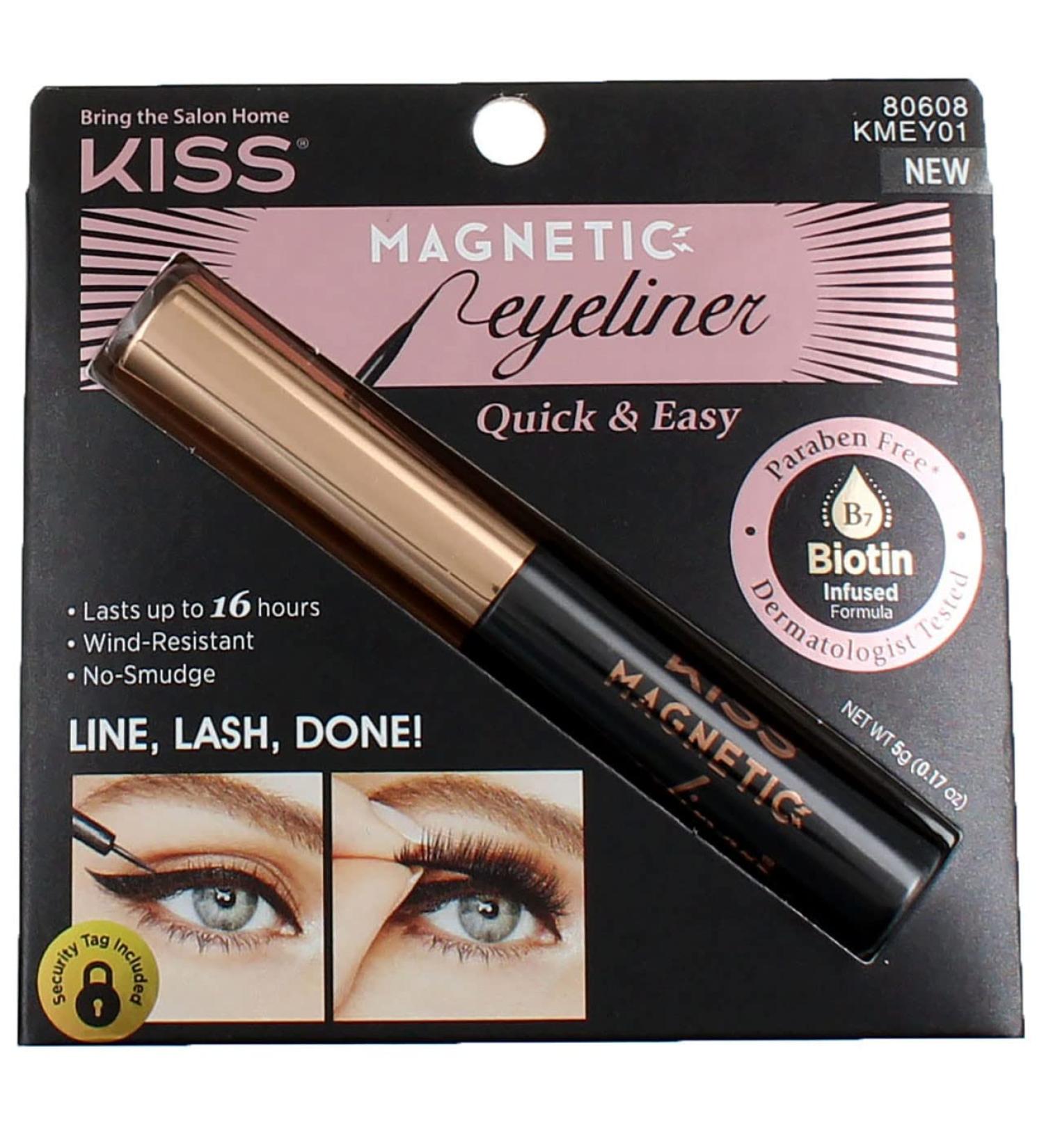 Kiss Magnetic Eyeliner Black 0.17oz (Pack of 2) - Long-lasting Formula - Easy to Apply - Buy Online on GoSupps.com