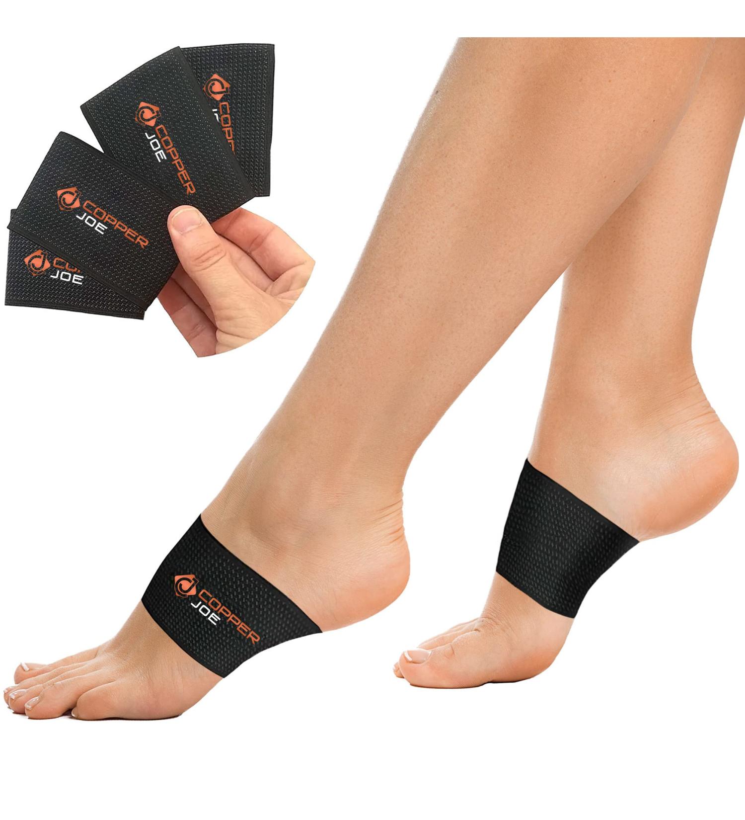 Copper Joe 4 Pack Foot Arch Support Compression Sleeves for Plantar Fasciitis Relief - Small/Medium (2 Pair) - Buy Online on GoSupps.com