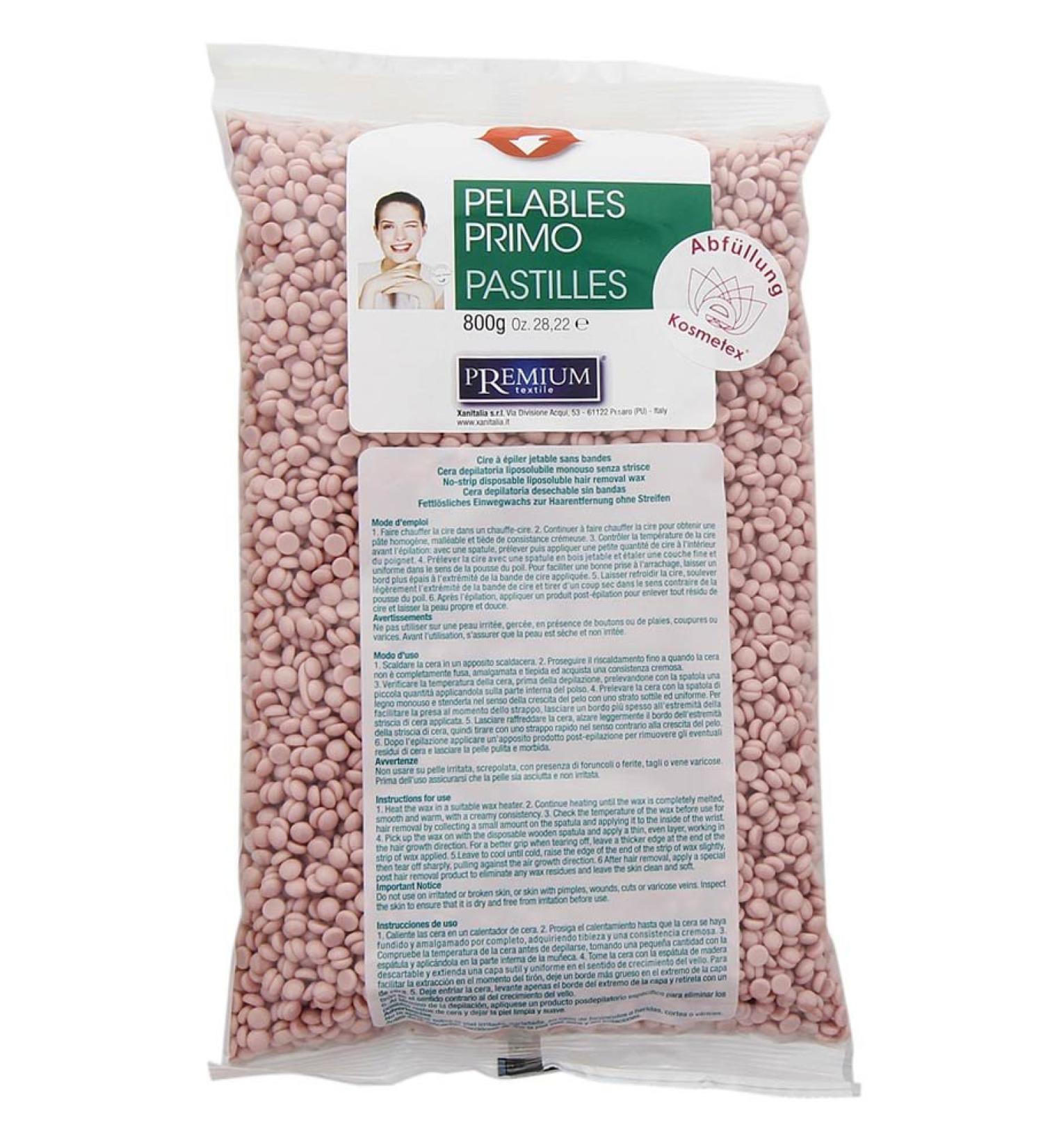 Kosmetex Premium Pelables Primo wax beads mallow jasmine for flexible waxing without fleece strips 800g