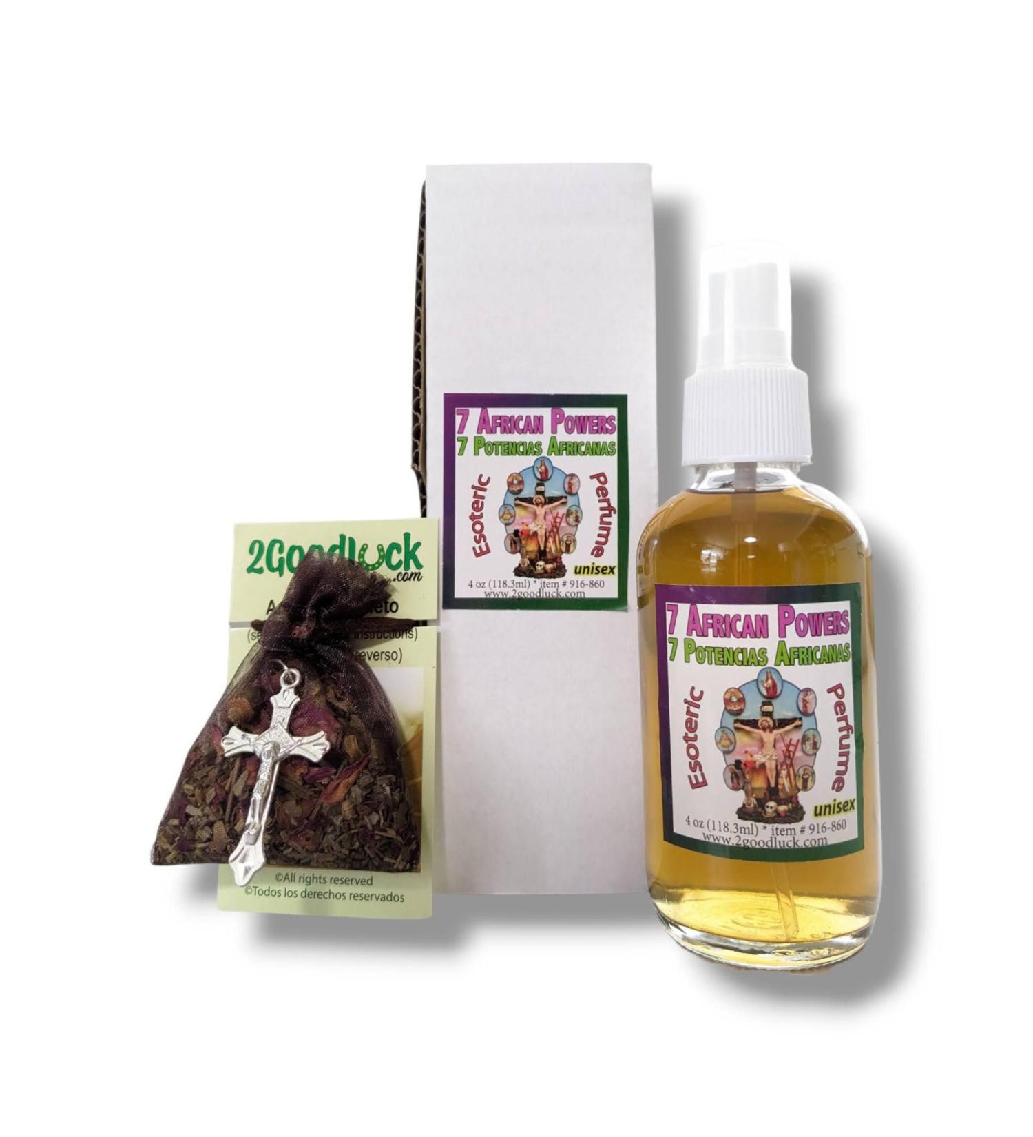 Victoria Rey 7 African Powers Perfume with Pheromones & Amulet for Rituals & Magic - Perfume Con Feromonas & Amuleto Siete Potencias Africanas Para Rituales Y Magia.