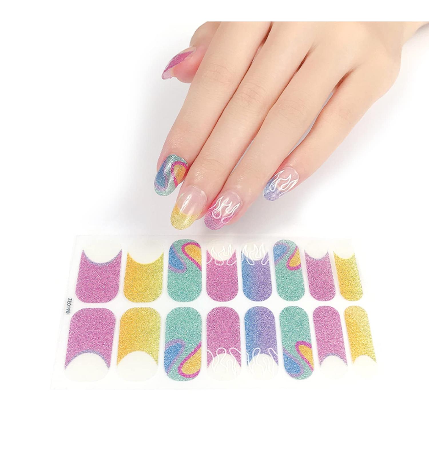 Glitter Cow Pattern Semi Cured Gel Nail Polish Strips Self Adhesive Full Nail Wraps Nail Polish Stickers Semi Cured Gel Nail Polish Strips - Buy Online on GoSupps.com
