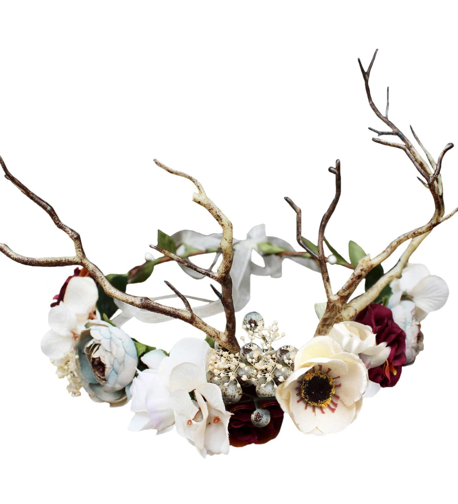 Trepveter Deer Flower Crown - Boho Floral Headpiece for Women, Maternity Photo Props, Wedding, Party & Prom - Buy Online on GoSupps.com