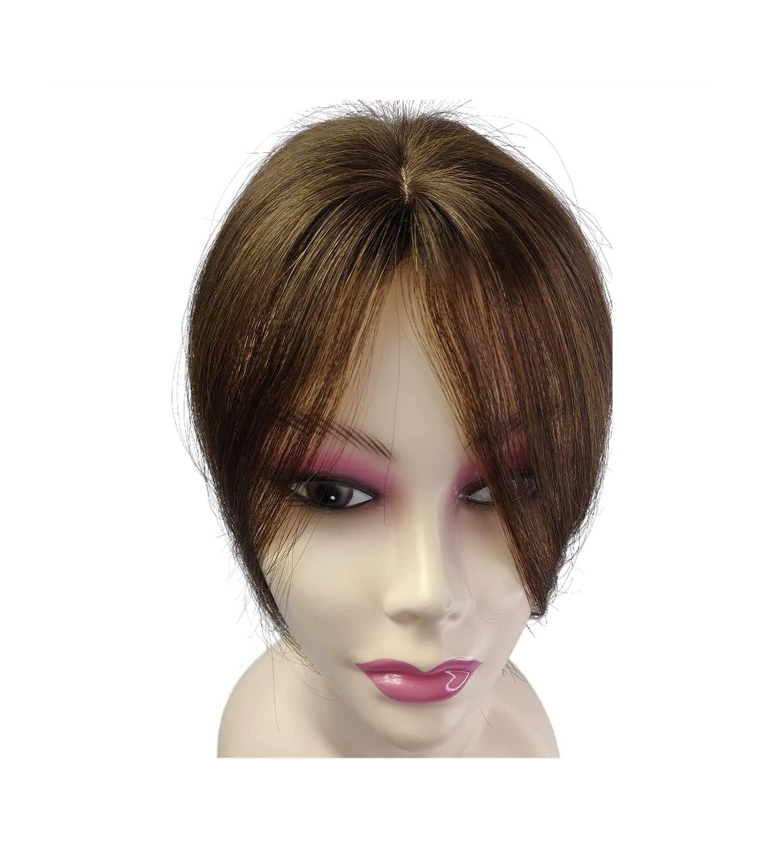 Bangs Bangs Hair Clip in Human Hair Bangs Middle Part Indian Fringe Hairpieces Straight Natural Hair Crown Topper Clip in Top Hairpieces for Women with Thinning Hair for Women Curved Bangs for Daily Light Brown - Buy Online on GoSupps.com