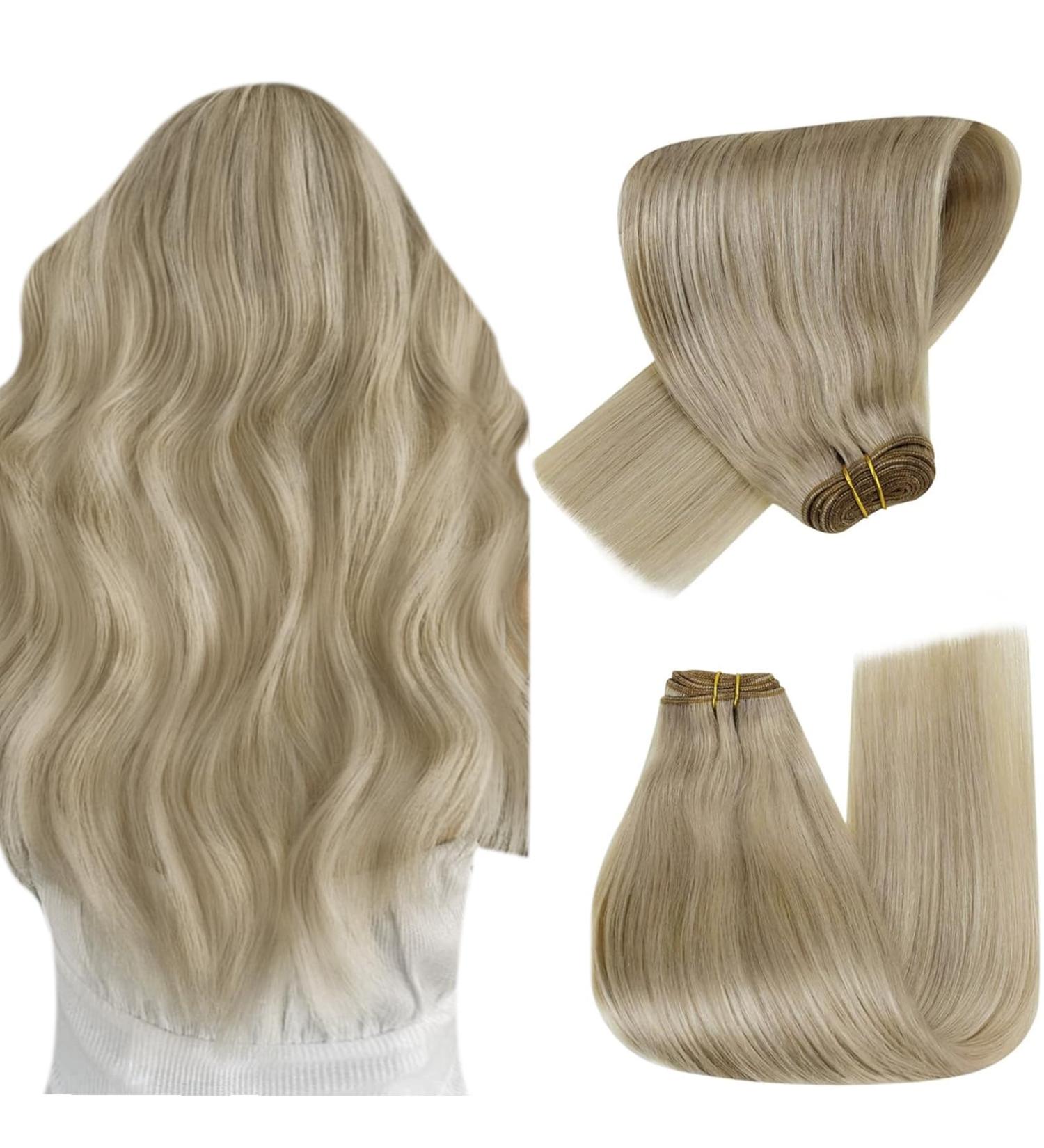 Hetto 100g Real Hair Extensions #17/23 - Ash Blonde & Medium Blonde Highlights 45cm Remy Human Hair Tresses for Seamless Volume - Buy Online on GoSupps.com