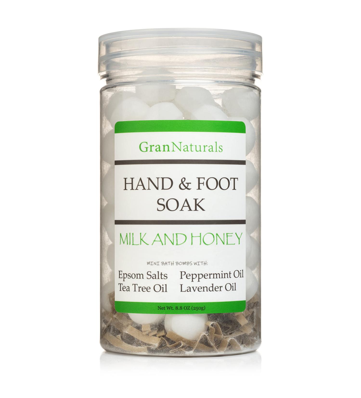 GranNaturals Mini Milk + Honey Bath Bombs for Hand and Foot Soak - Manicure & Pedicure Epsom Salts Fizz Balls with Tea Tree, Lavender, and Peppermint Essential Oils - Buy Online on GoSupps.com