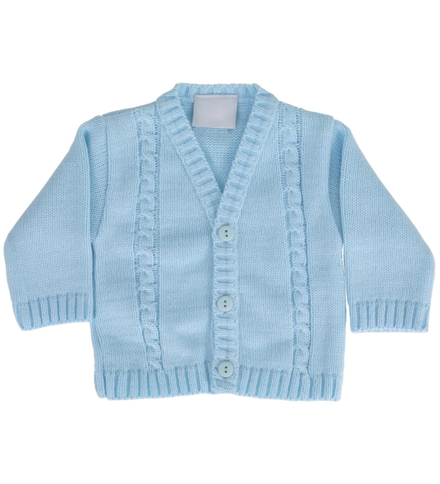 Baby Boys Blue Knit Cardigan - Made in Portugal - 0-3 Months - Buy Online on GoSupps.com